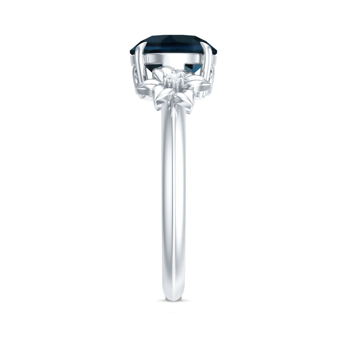 8mm Round London Blue Topaz Solitaire Floral Ring