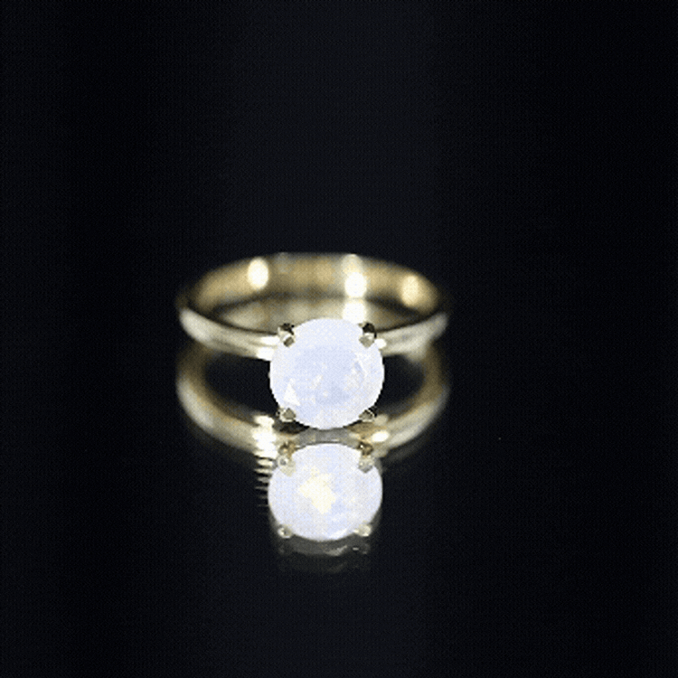 Classic 8mm Solitaire Ethiopian Rainbow Opal Engagement Ring