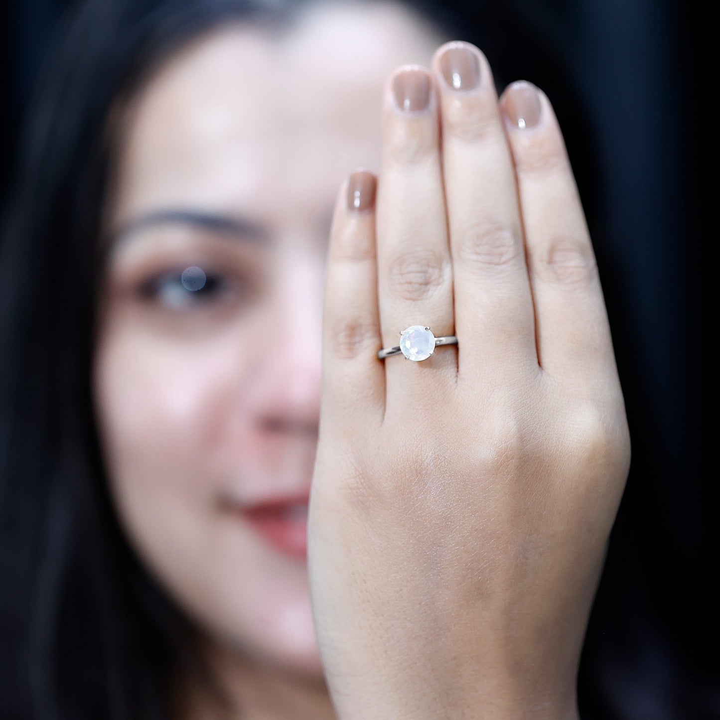 Classic 8mm Solitaire Ethiopian Rainbow Opal Engagement Ring