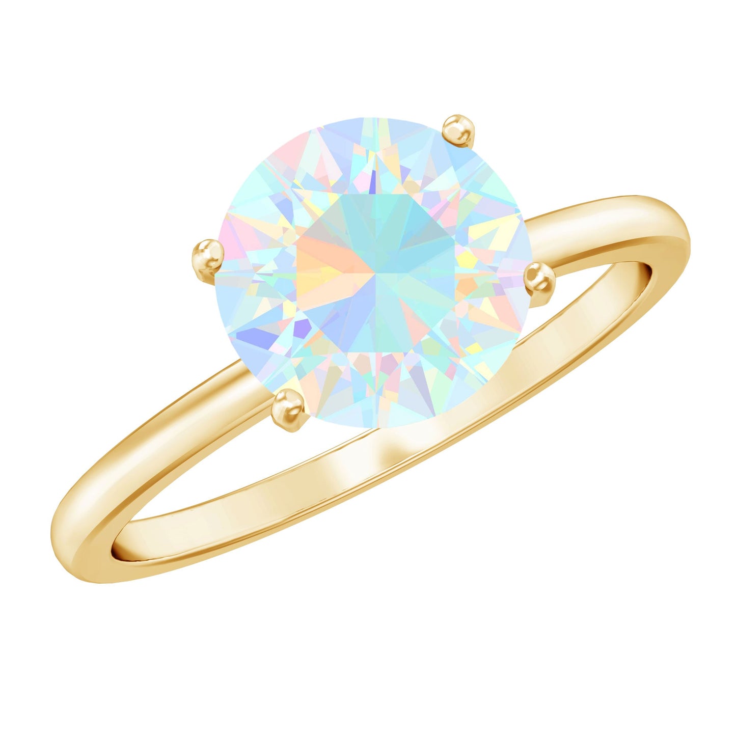 Classic 8mm Solitaire Ethiopian Rainbow Opal Engagement Ring