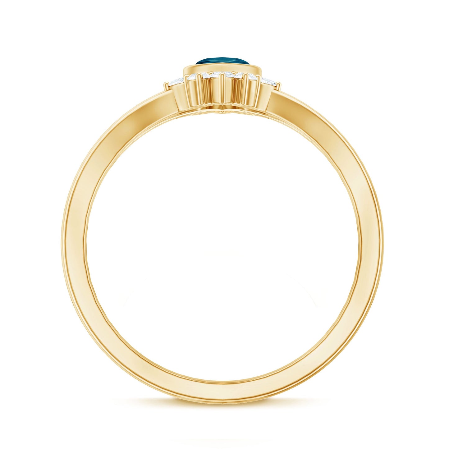 4X8mm Marquise Cut London Blue Topaz Cocktail Ring with Diamond