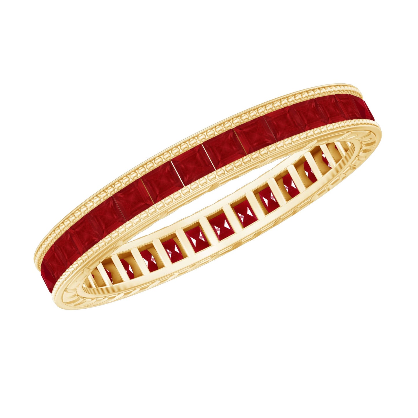 Genuine 1.7 Carat Princess Cut Ruby Eternity Wedding Ring for Women