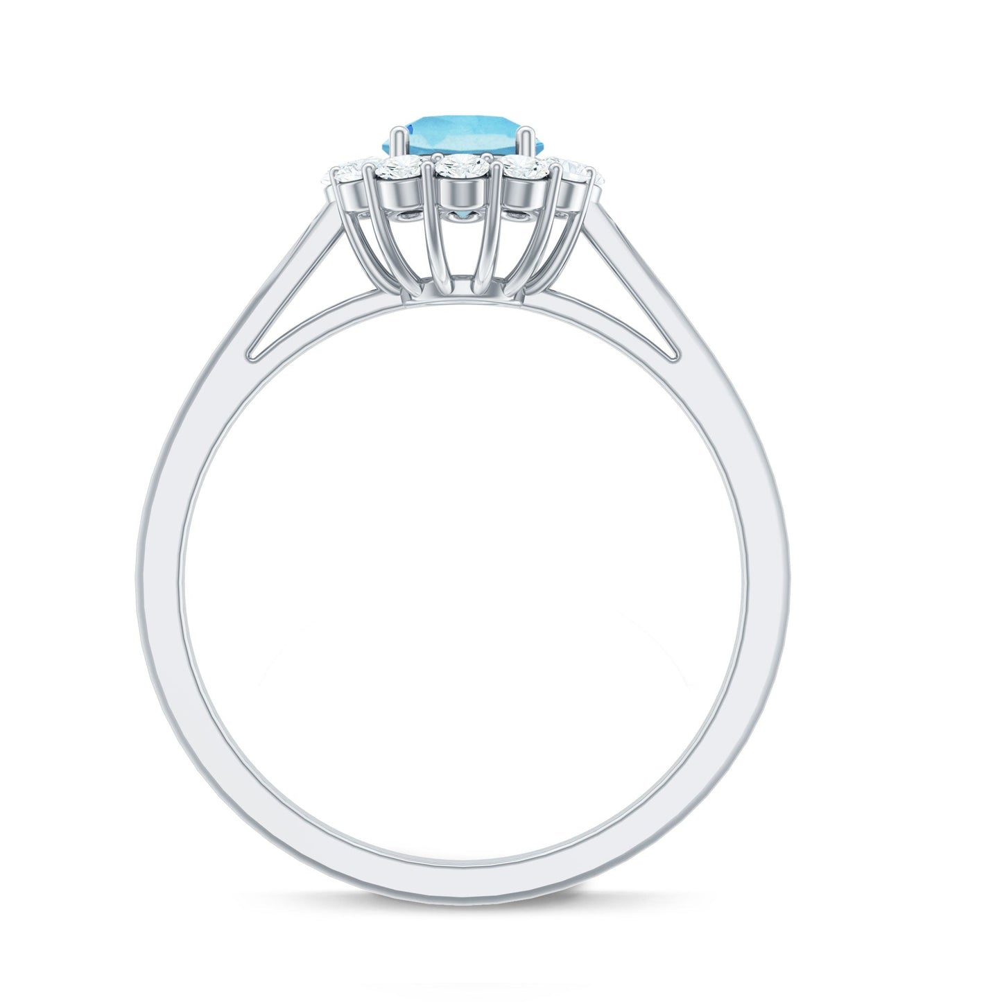 1 CT Aquamarine and Diamond Floating Halo Engagement Ring
