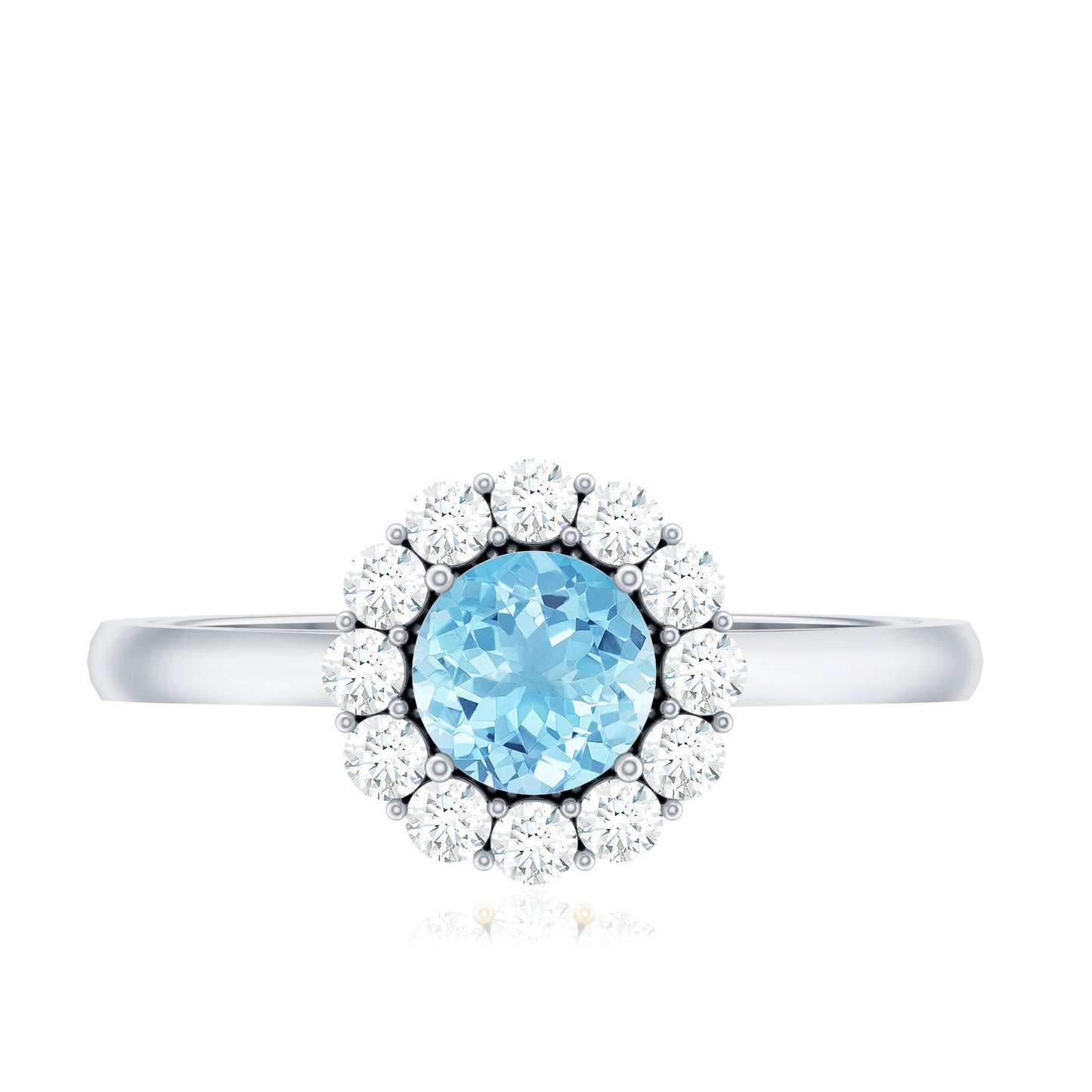 1 CT Aquamarine and Diamond Floating Halo Engagement Ring