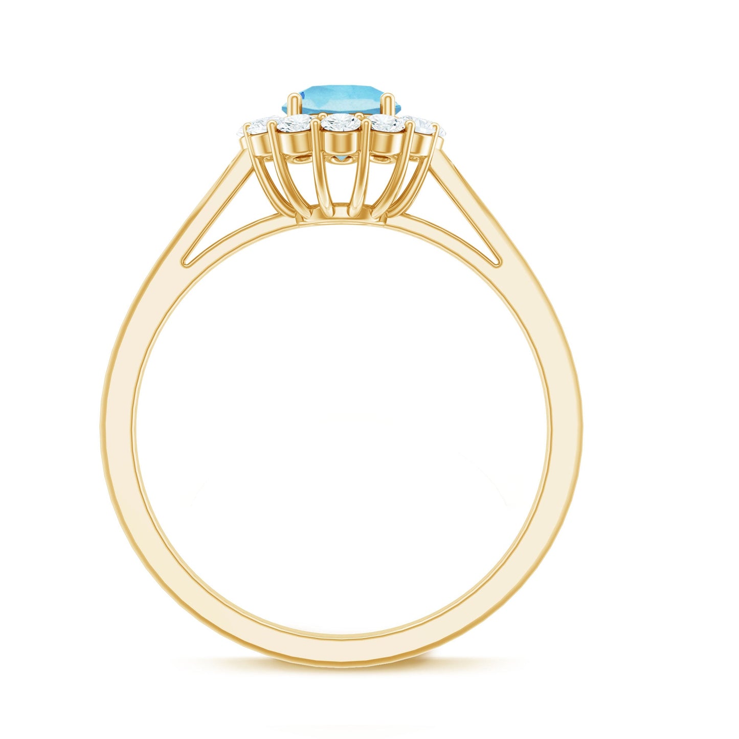 1 CT Aquamarine and Diamond Floating Halo Engagement Ring