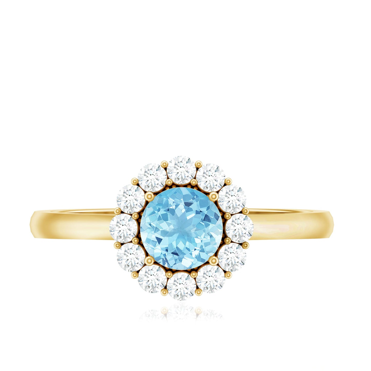 1 CT Aquamarine and Diamond Floating Halo Engagement Ring