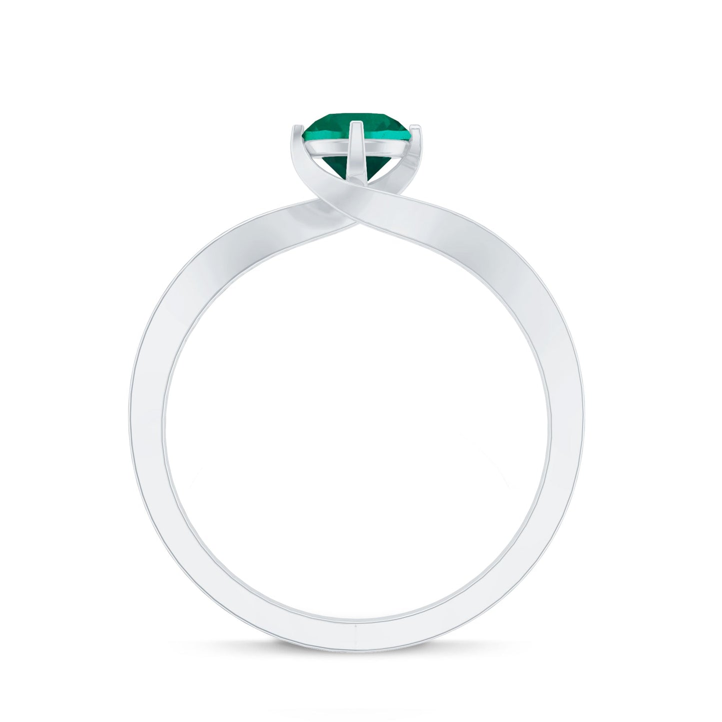 Certified 6 mm Lab Grown Emerald Diamond Bypass Engagement Ring