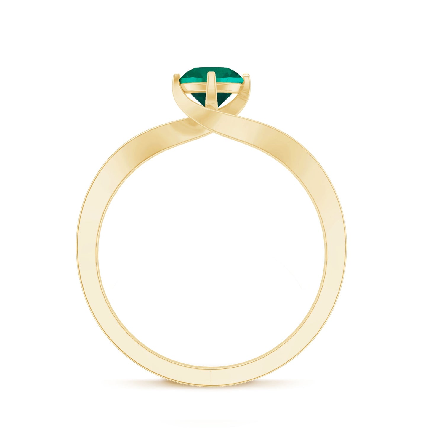 Certified 6 mm Lab Grown Emerald Diamond Bypass Engagement Ring