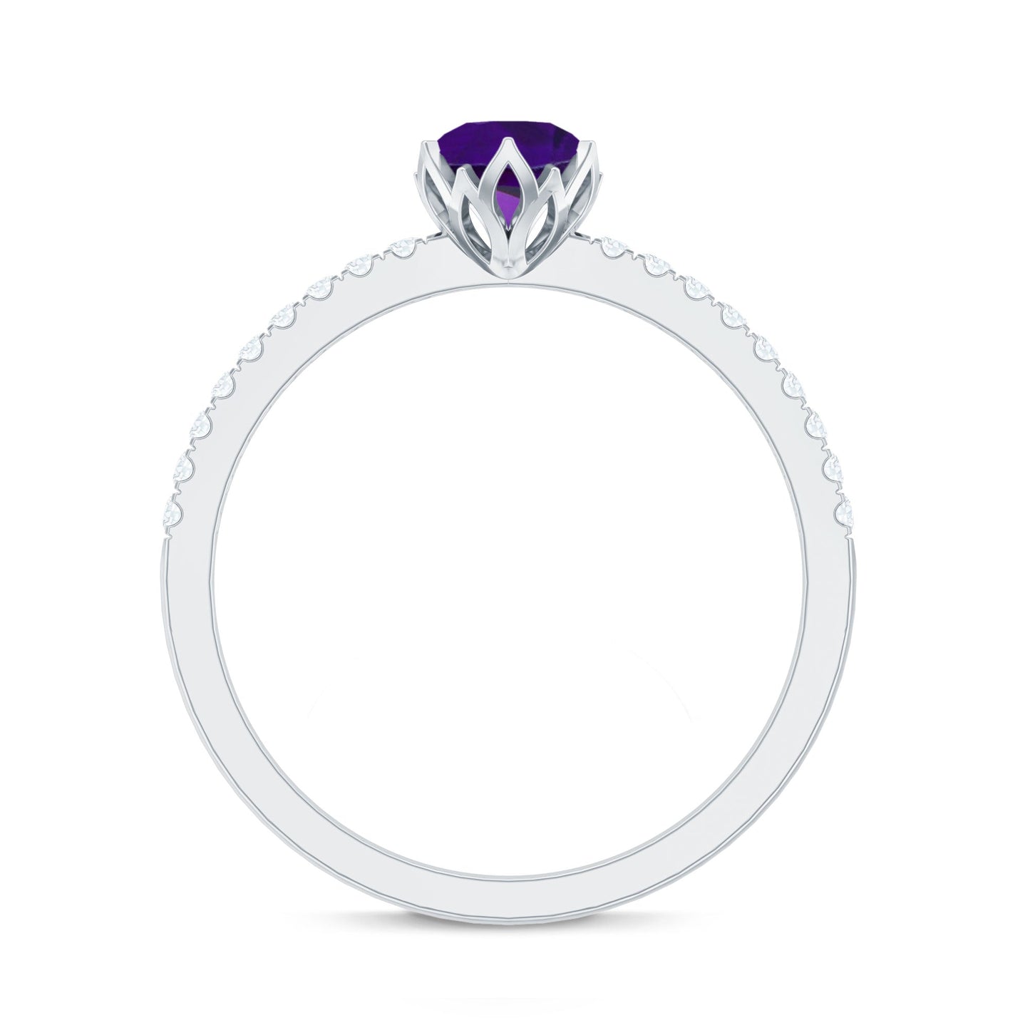 Amethyst and Diamond Solitaire Promise Ring