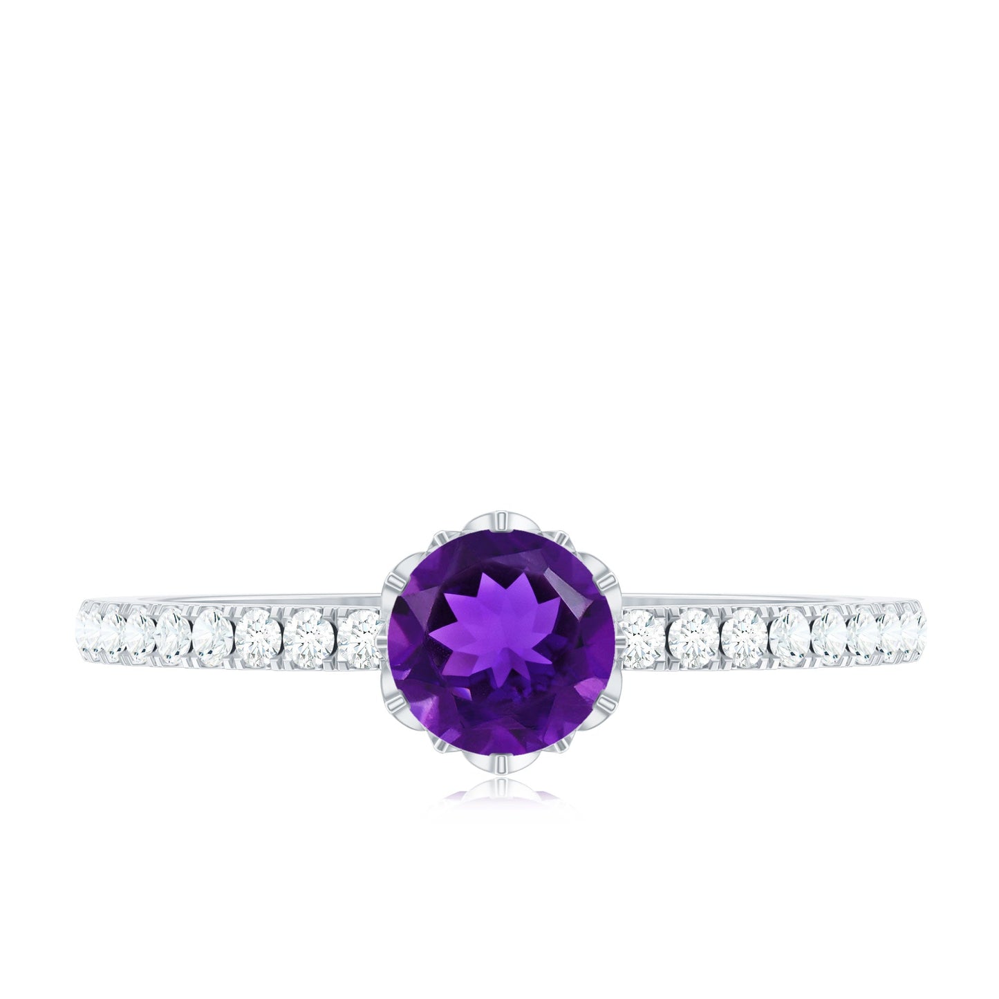 Amethyst and Diamond Solitaire Promise Ring