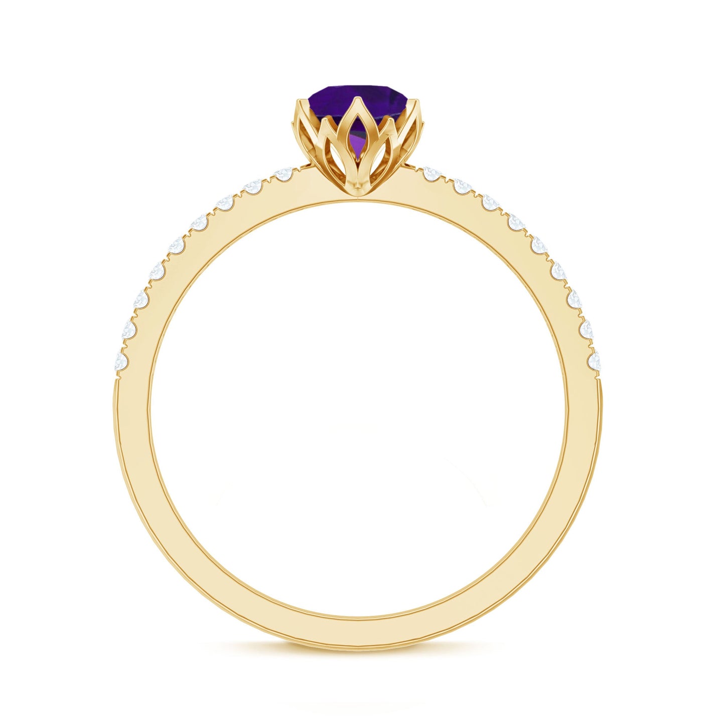 Amethyst and Diamond Solitaire Promise Ring
