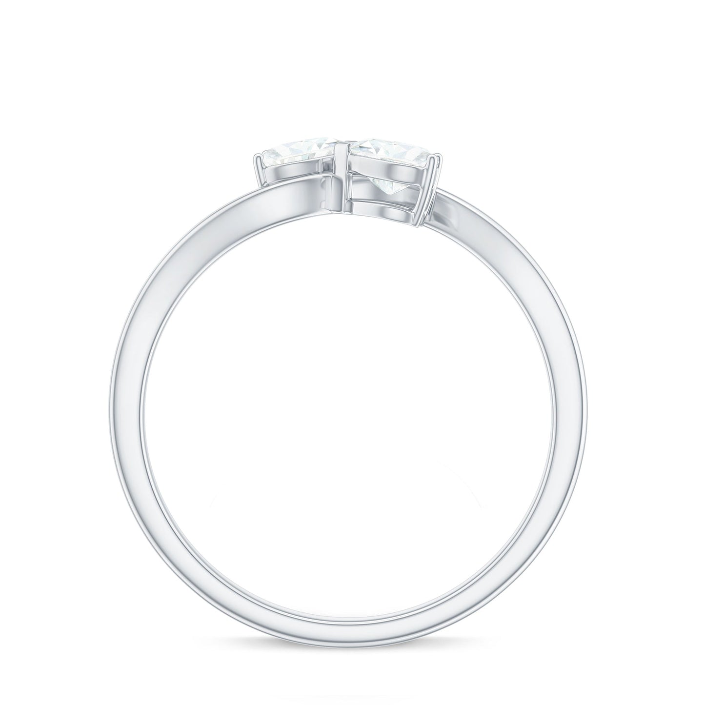 1 CT Heart Shape Moissanite Toi et Moi Promise Ring