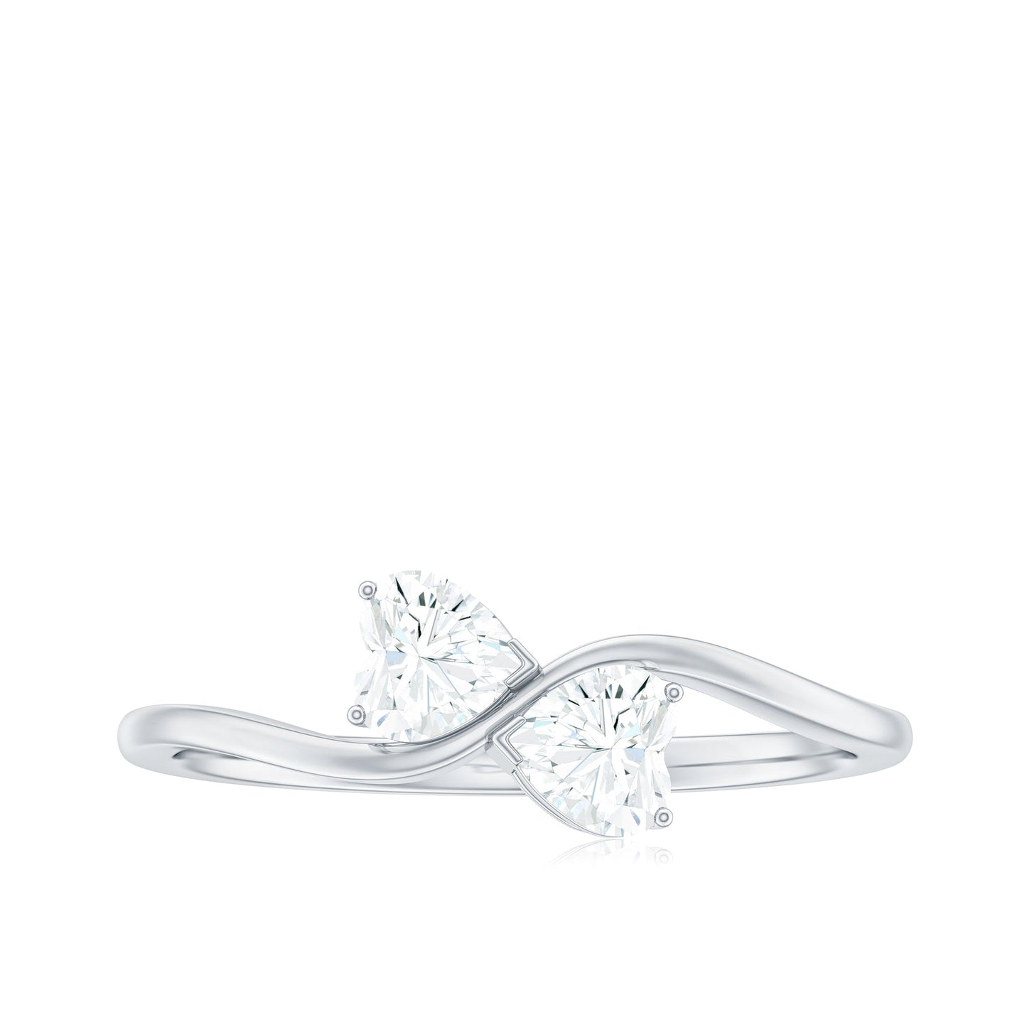 1 CT Heart Shape Moissanite Toi et Moi Promise Ring