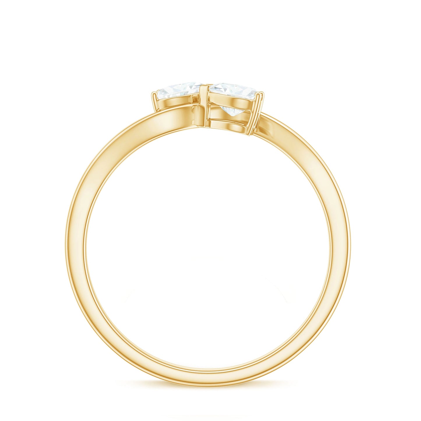 1 CT Heart Shape Moissanite Toi et Moi Promise Ring