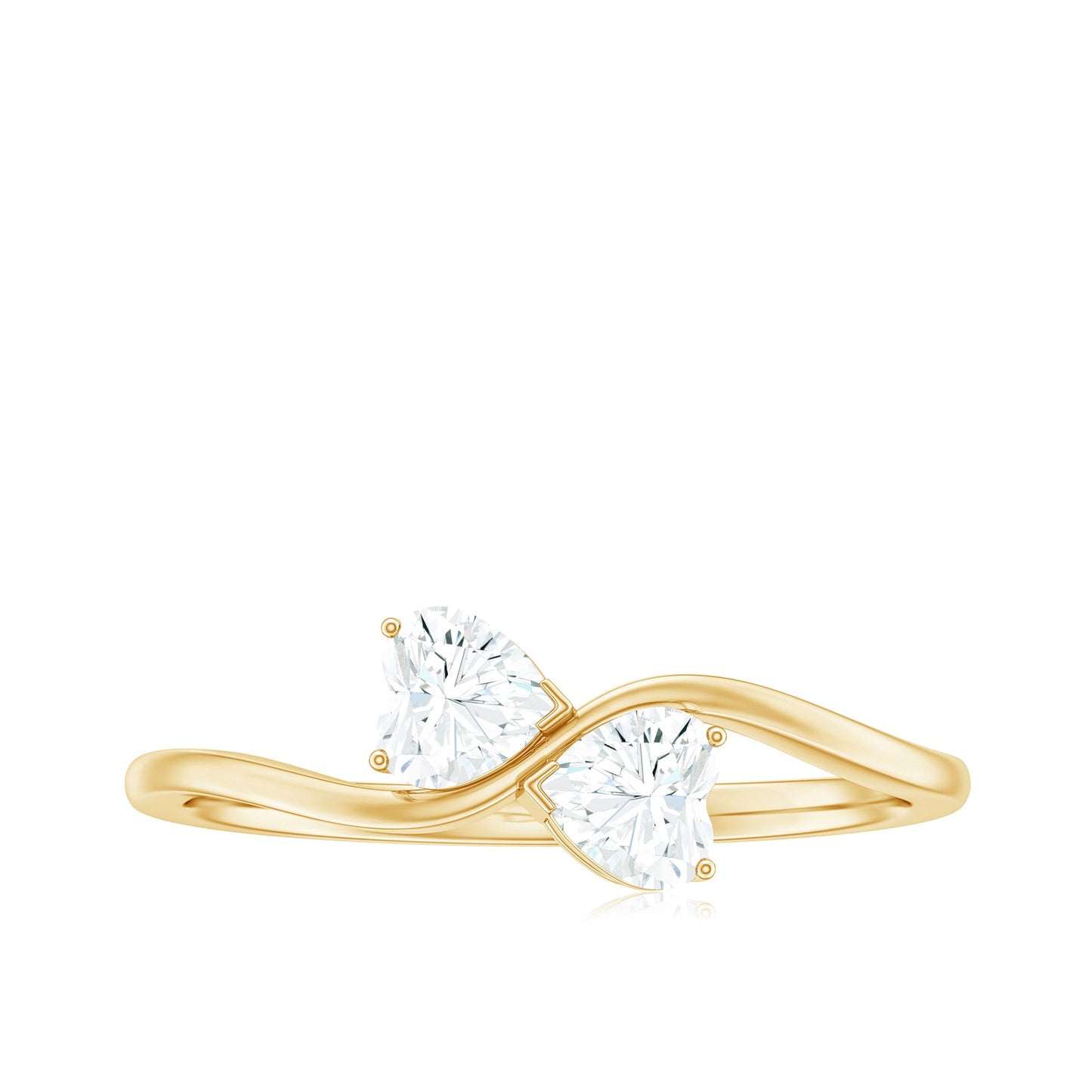1 CT Heart Shape Moissanite Toi et Moi Promise Ring