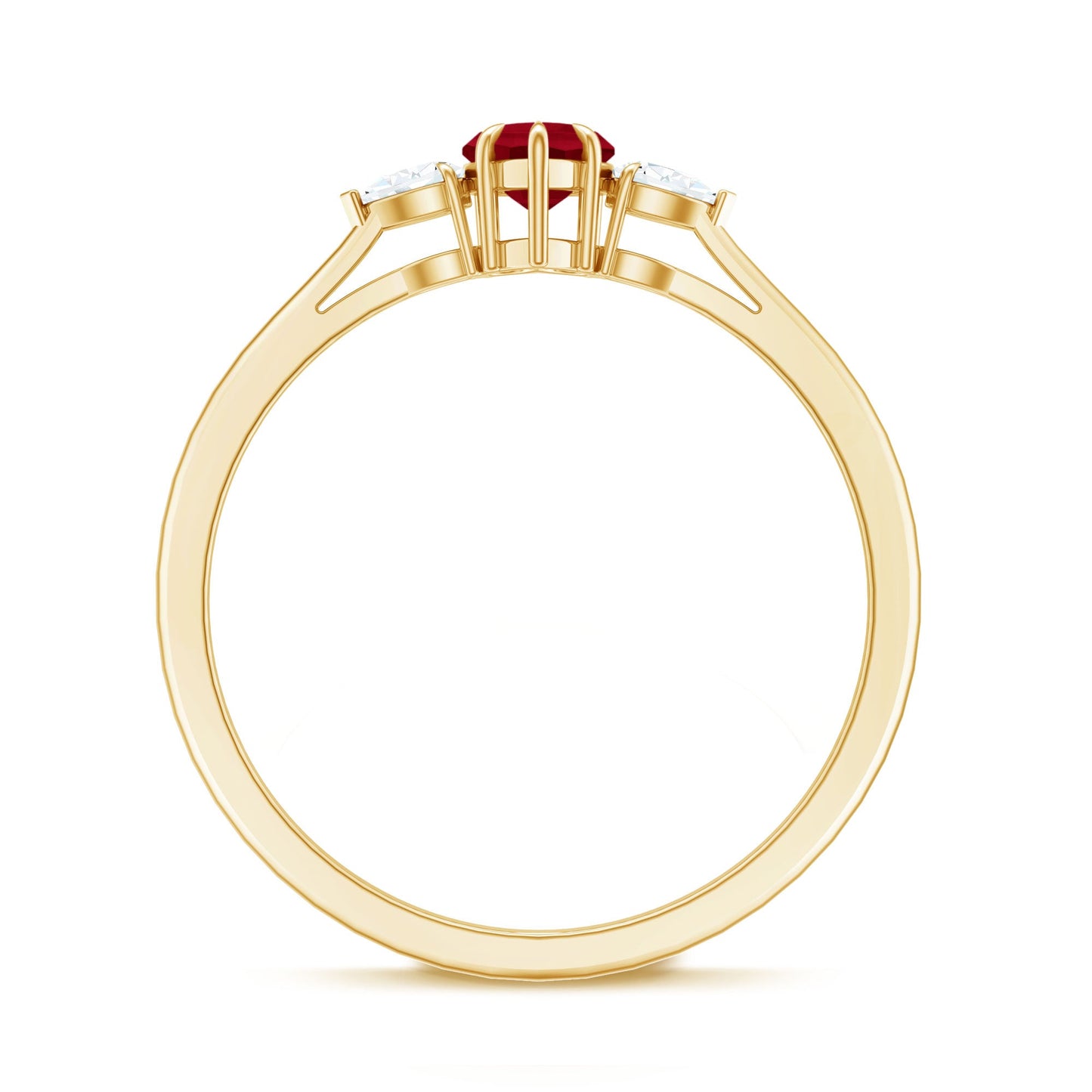 Natural 0.6 Carat Heart Shape Ruby Diamond 3 Stone Promise Ring