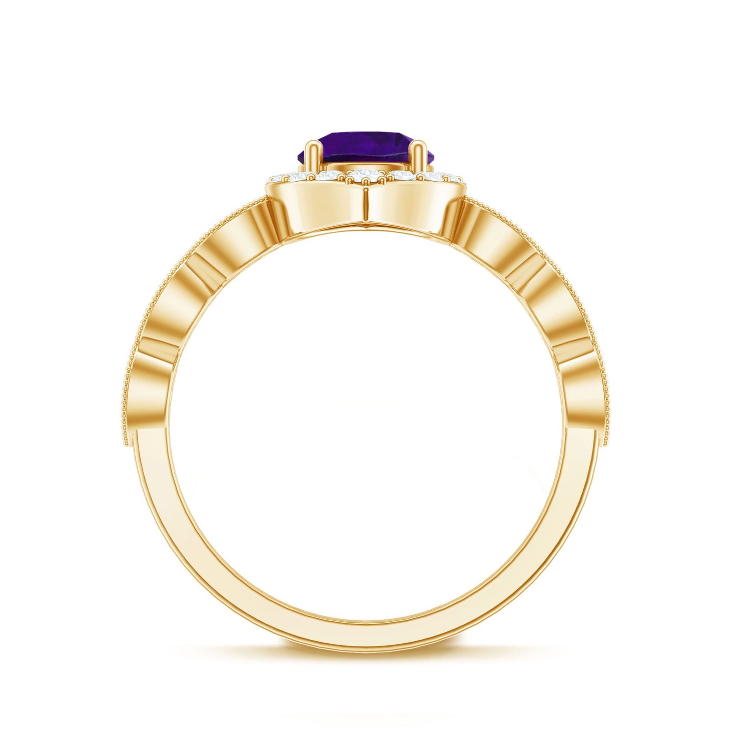 1.75 CT Vintage Amethyst Engagement Ring with Moissanite Accent