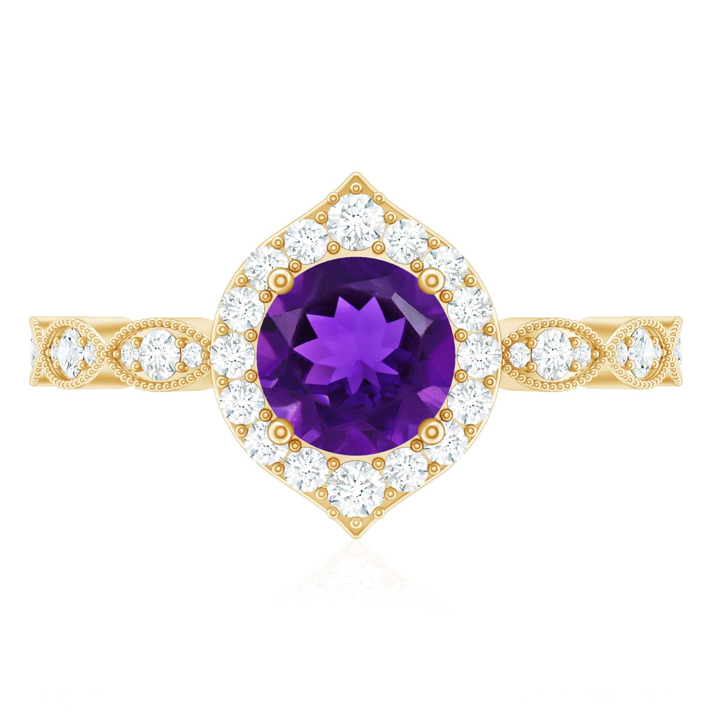 1.75 CT Vintage Amethyst Engagement Ring with Moissanite Accent