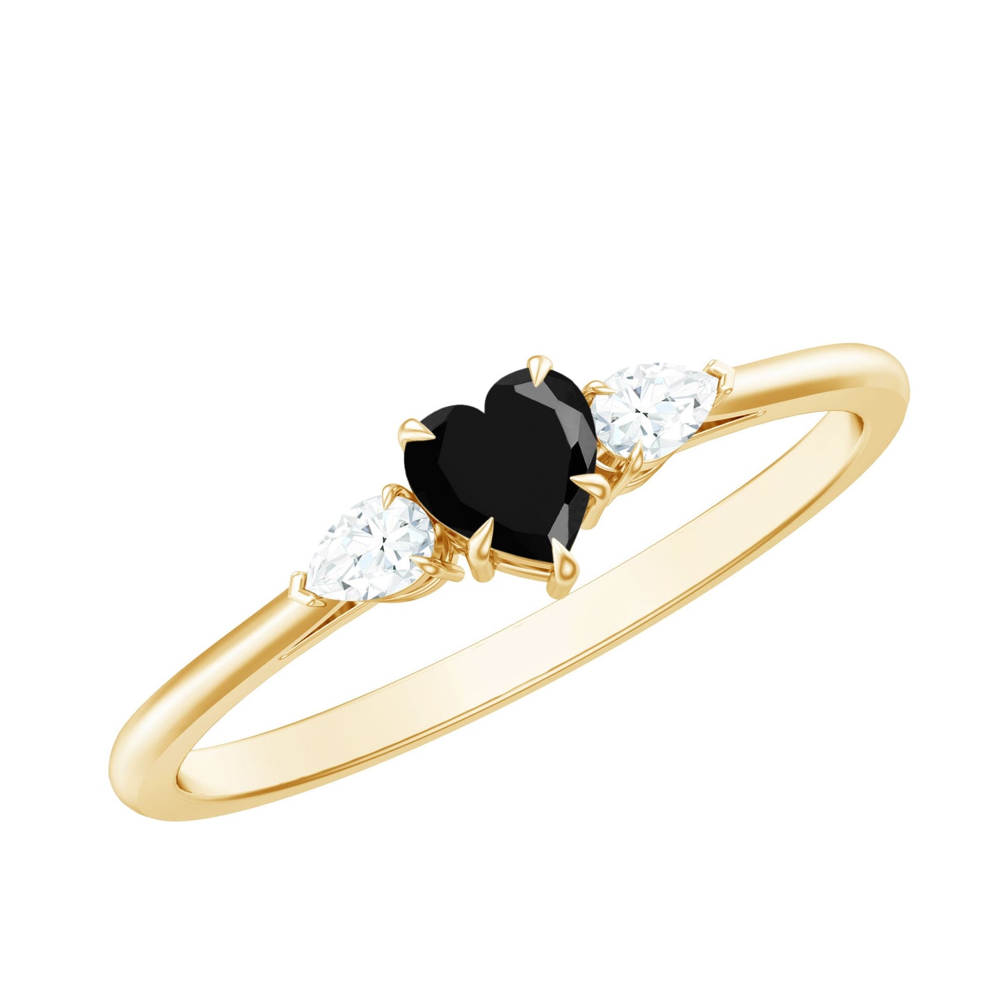 Certified Lab Grown Black Diamond Heart Promise Ring with White Diamond