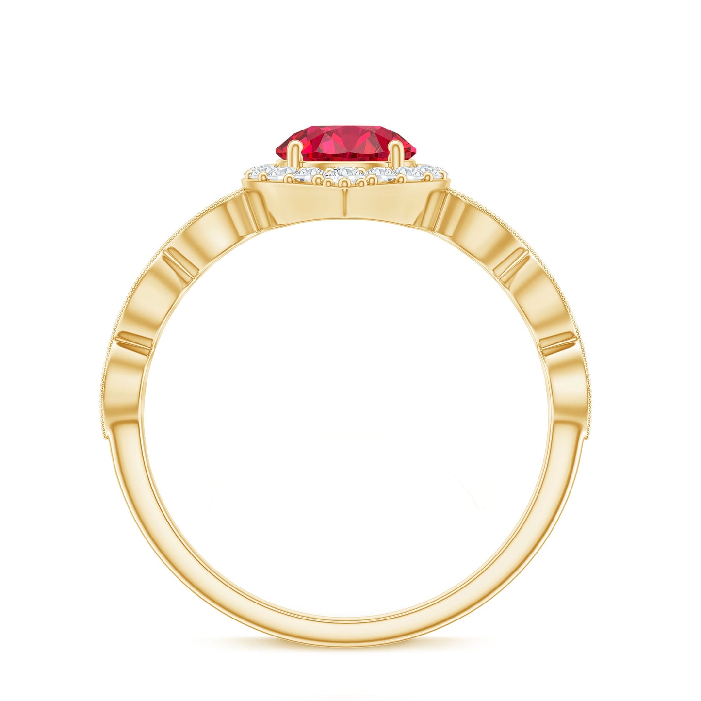 2 CT Vintage Style Created Ruby Engagement Ring with Moissanite