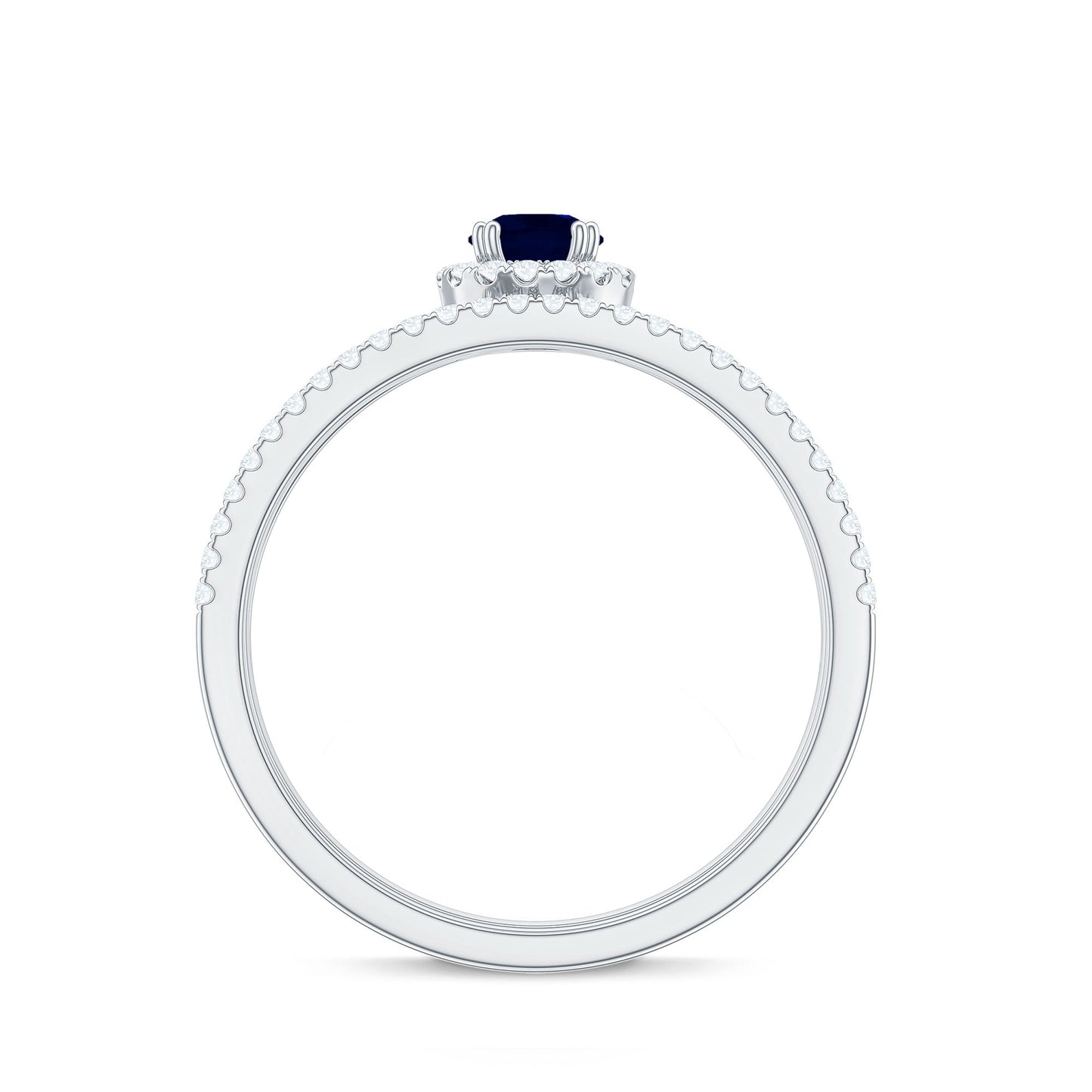 Blue Sapphire Wedding Ring Set with Diamond