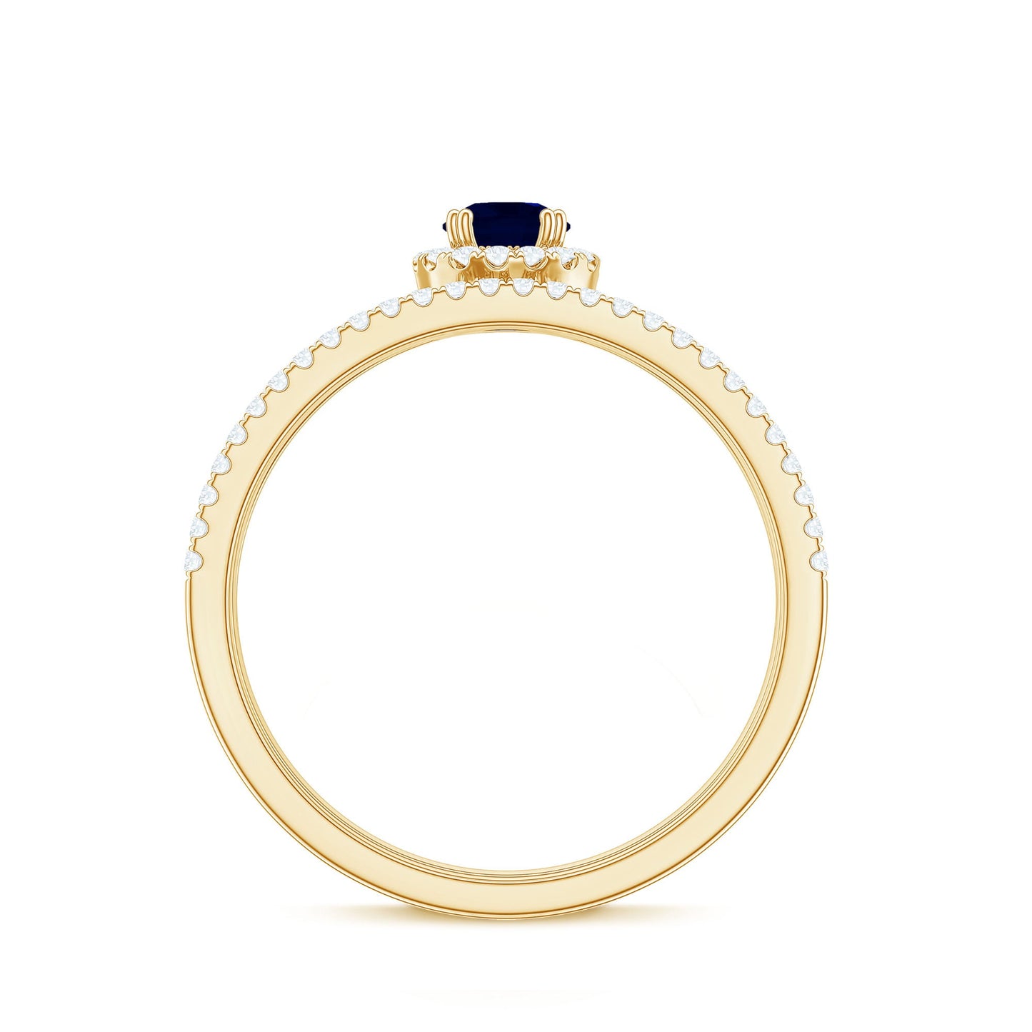 Blue Sapphire Wedding Ring Set with Diamond