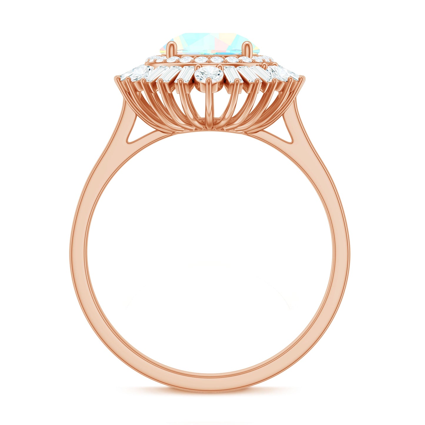 Natural 8mm Ethiopian Opal Double Halo Engagement Ring with Certificate