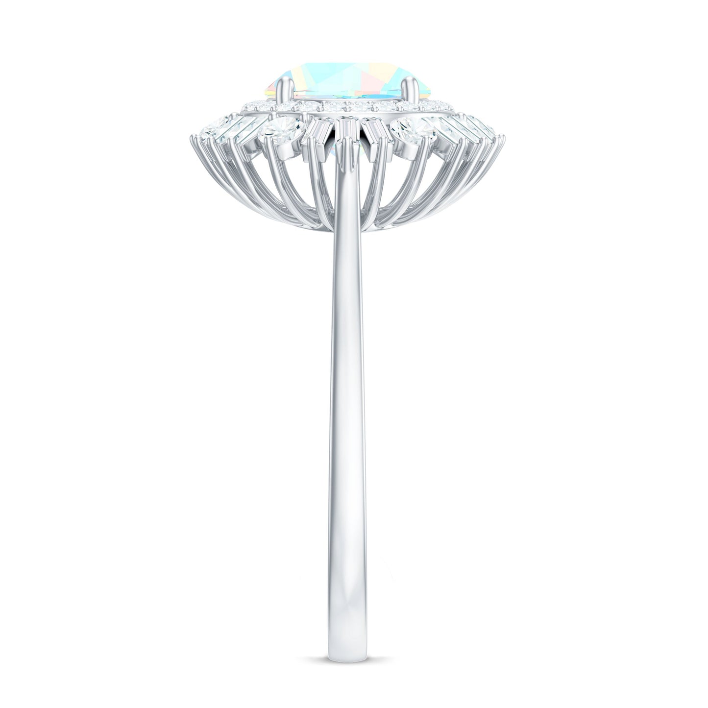 Natural 8mm Ethiopian Opal Double Halo Engagement Ring with Certificate