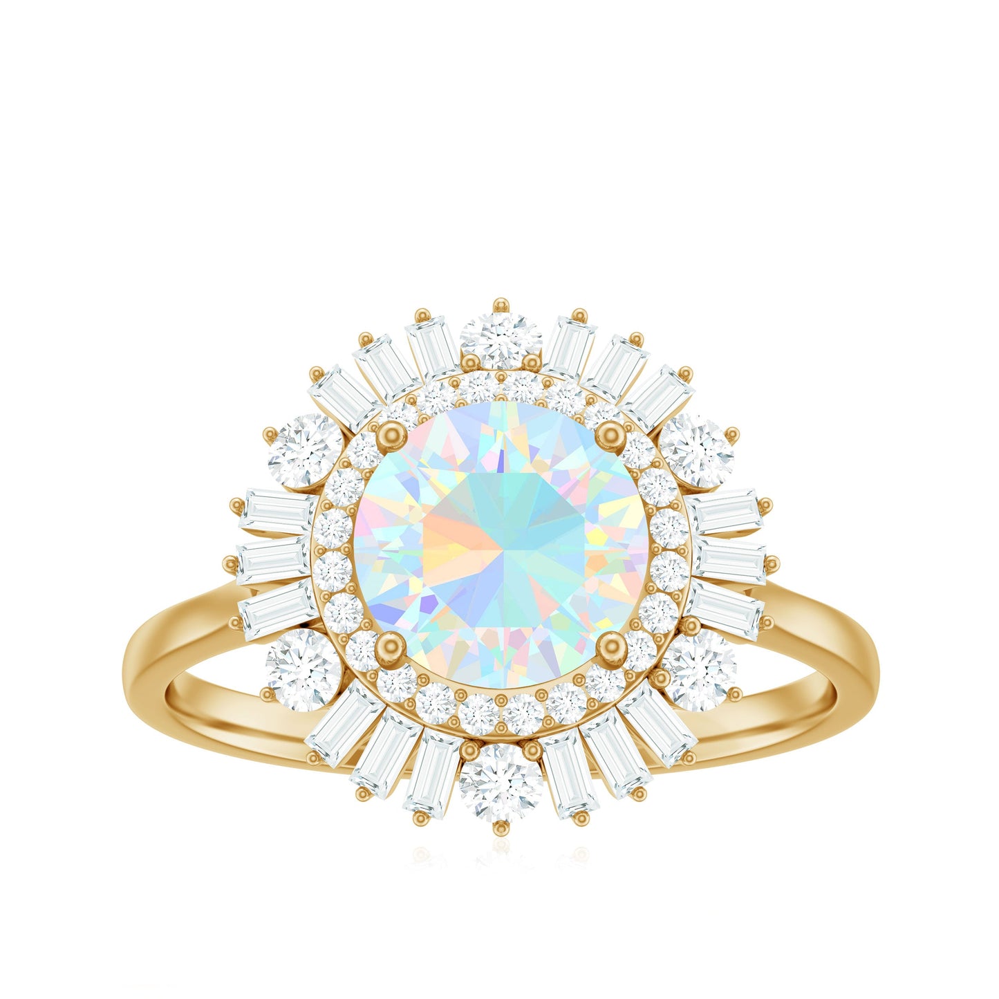 Natural 8mm Ethiopian Opal Double Halo Engagement Ring with Certificate