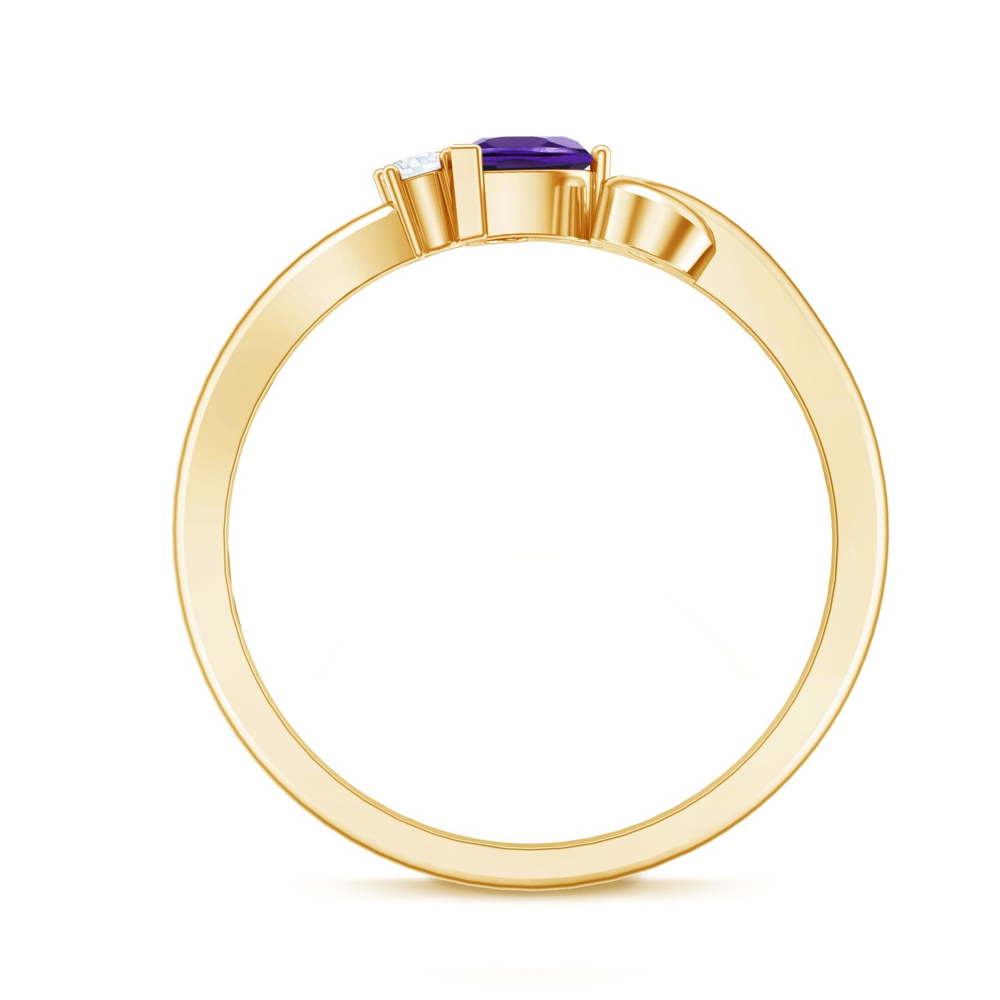 Heart Shape Real Amethyst and Diamond Twisted Promise Ring