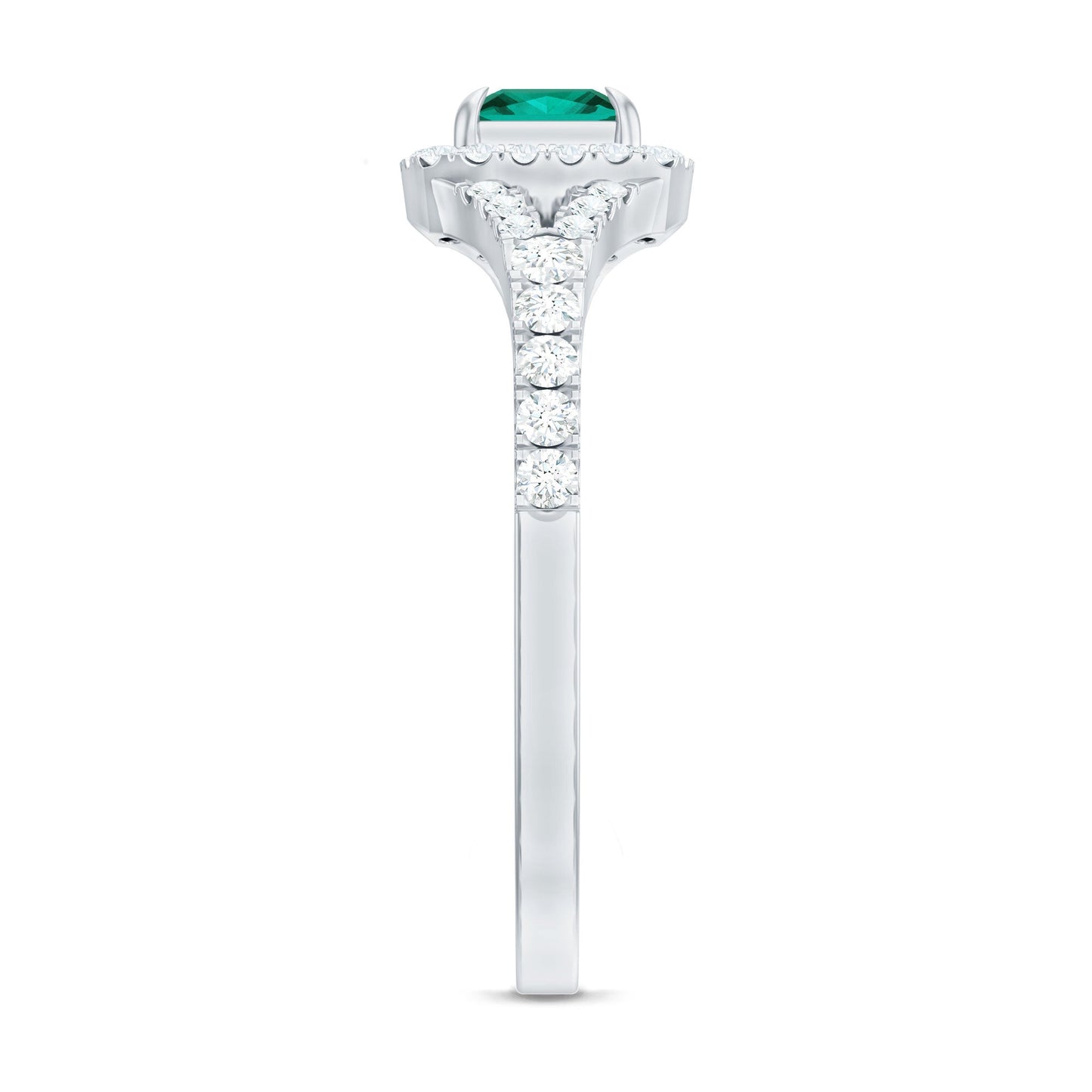 Certified Princess Cut Lab Grown Emerald Diamond Promise Ring