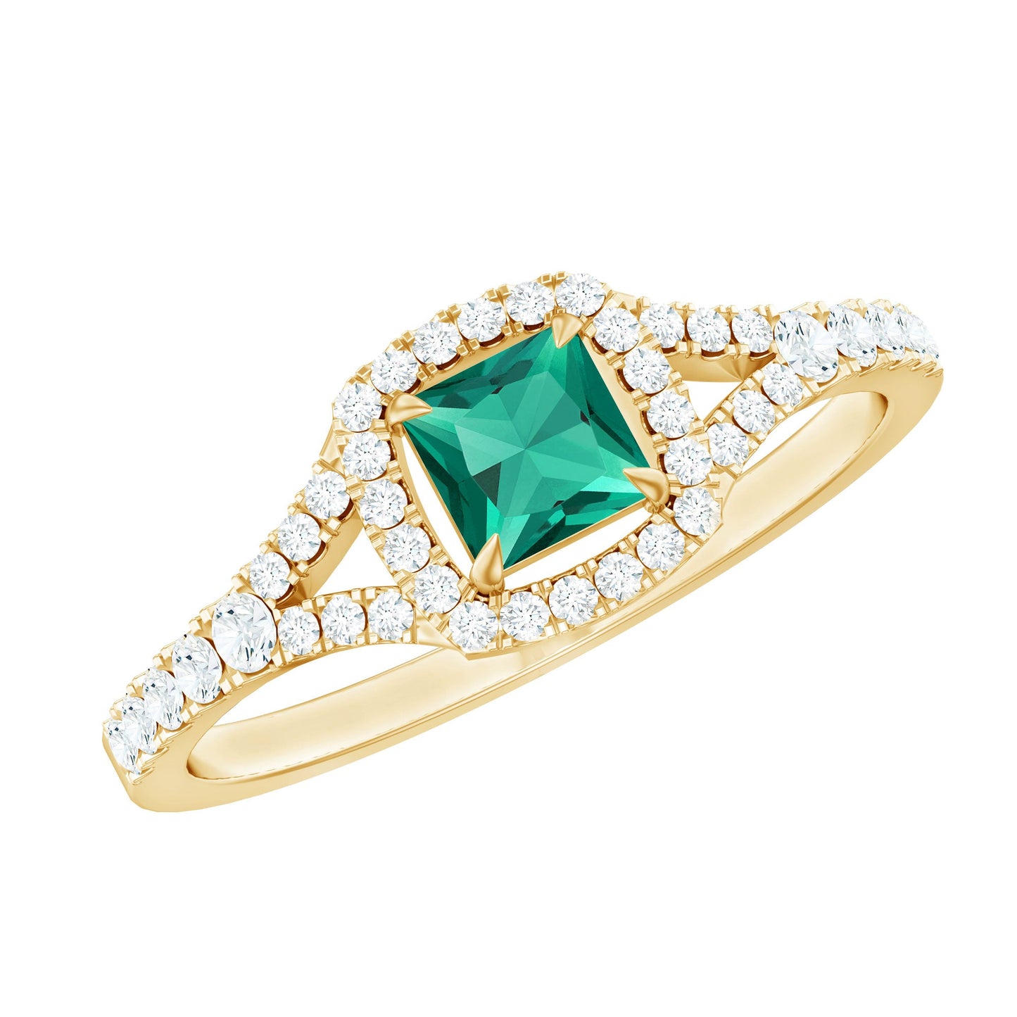 Certified Princess Cut Lab Grown Emerald Diamond Promise Ring