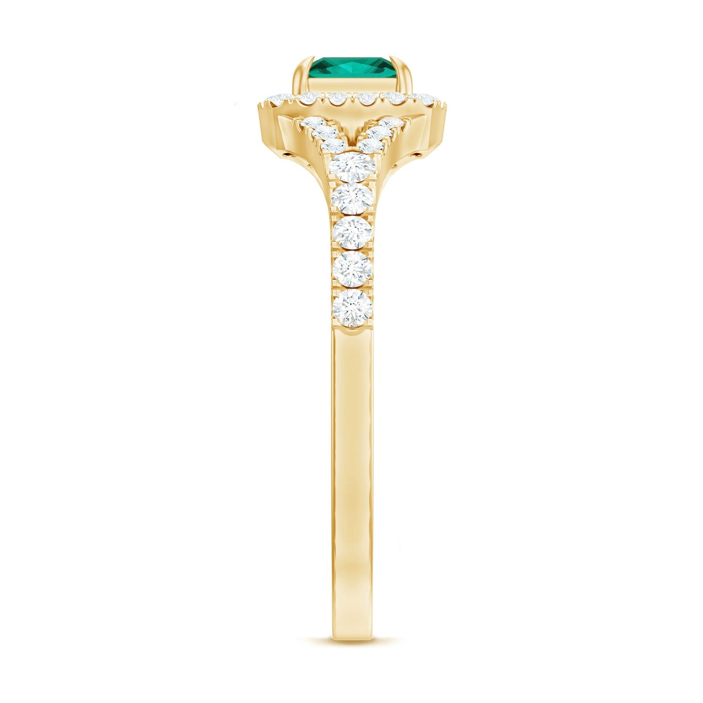 Certified Princess Cut Lab Grown Emerald Diamond Promise Ring