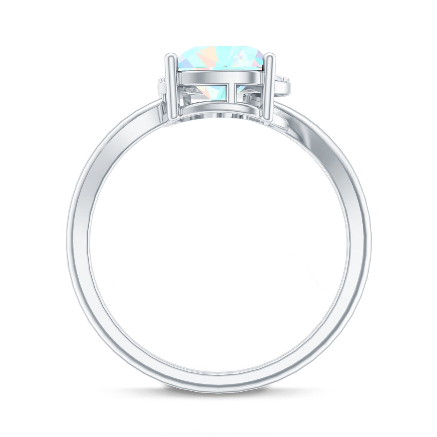1/4 CT Ethiopian Opal Heart Promise Ring with Diamond