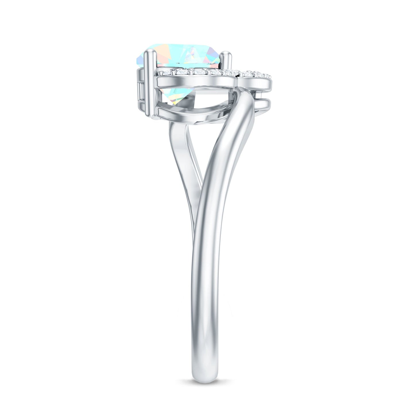 1/4 CT Ethiopian Opal Heart Promise Ring with Diamond