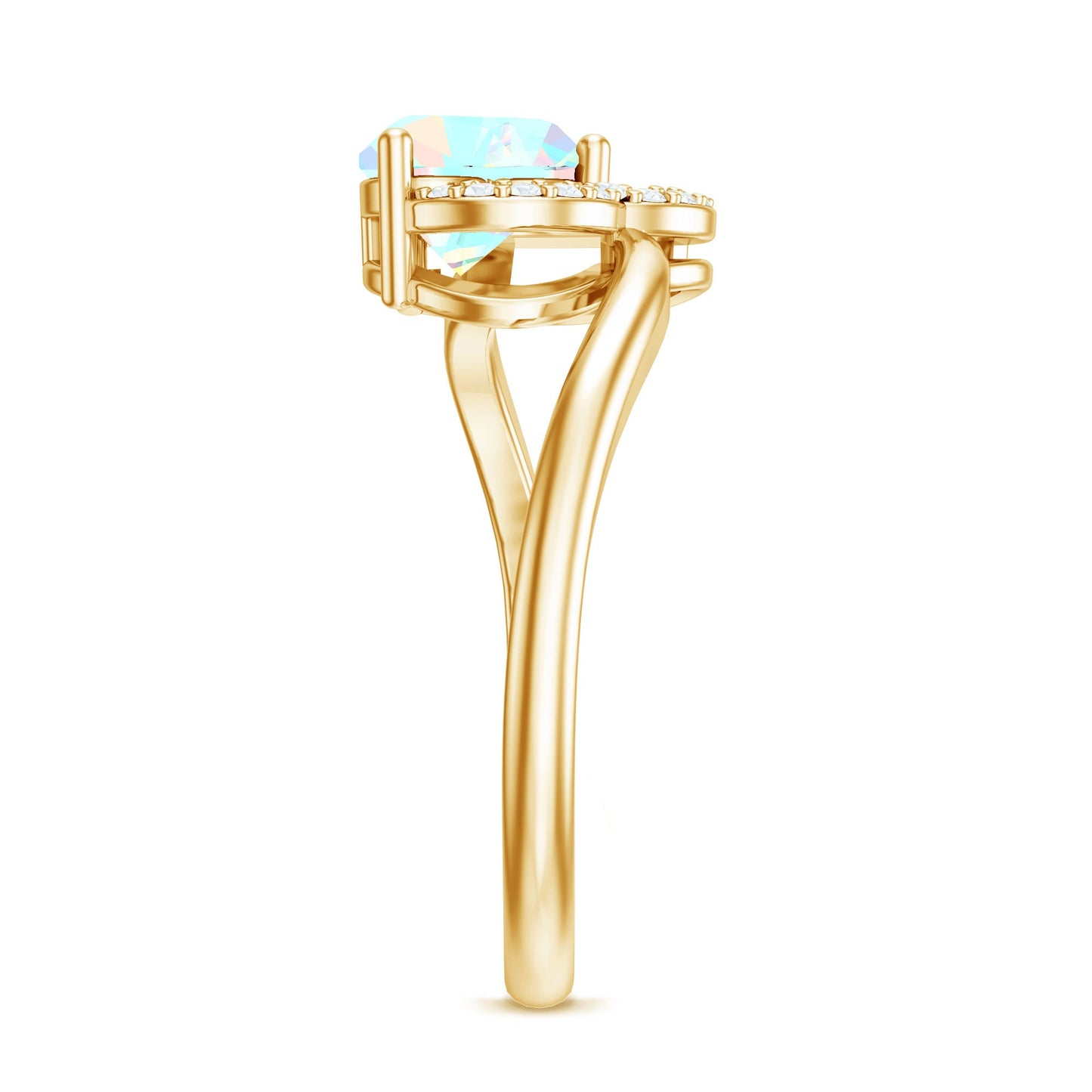 1/4 CT Ethiopian Opal Heart Promise Ring with Diamond