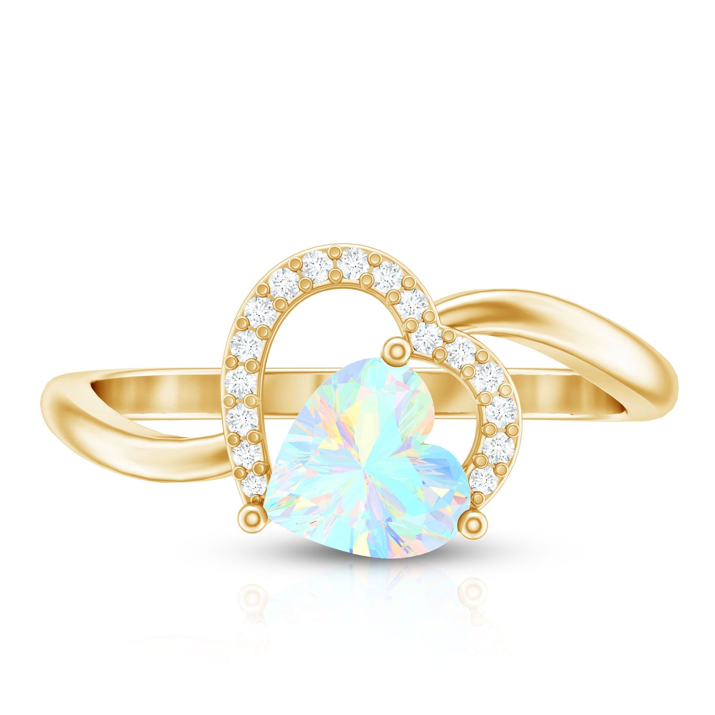 1/4 CT Ethiopian Opal Heart Promise Ring with Diamond
