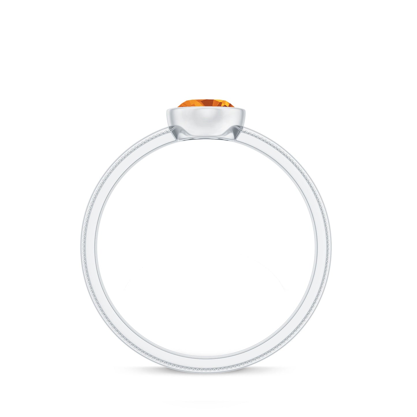 Natural 6X8mm Citrine Oval Engagement Ring in Bezel Setting