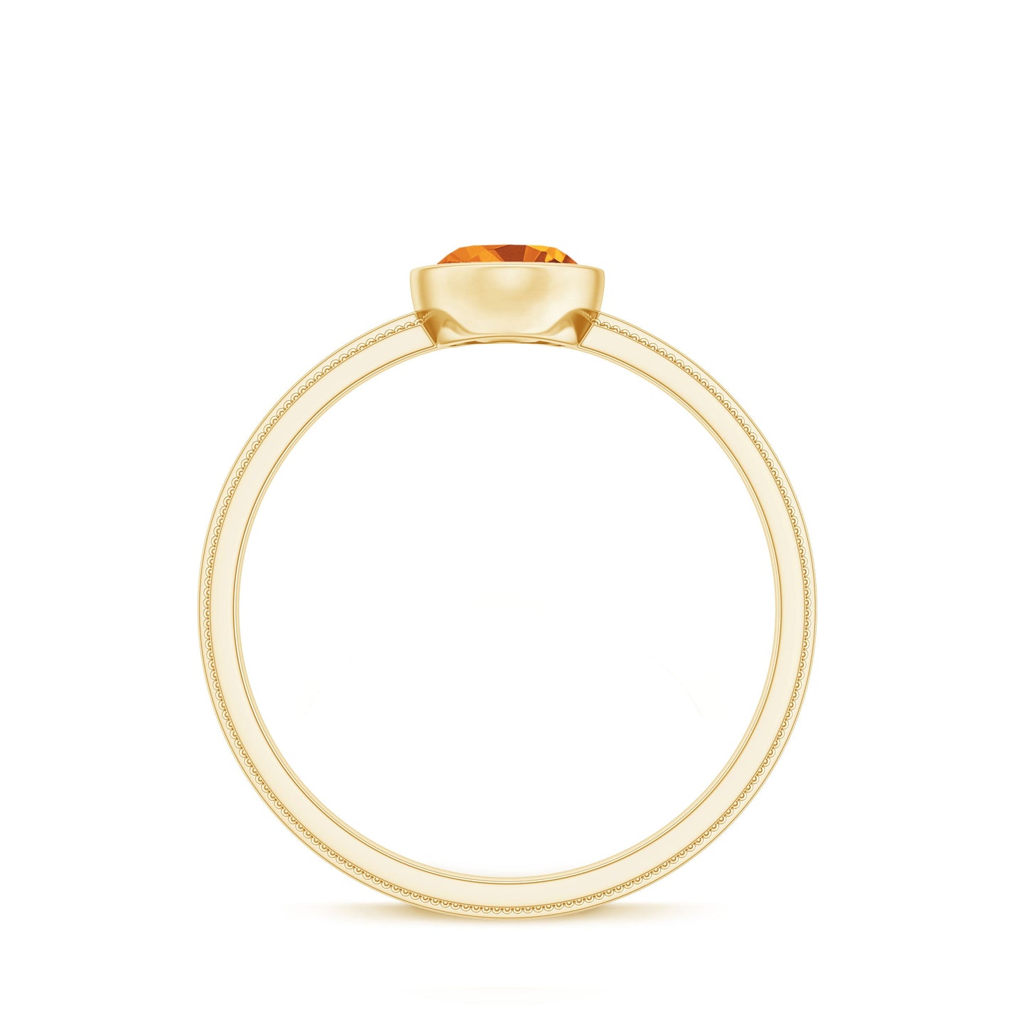 Natural 6X8mm Citrine Oval Engagement Ring in Bezel Setting