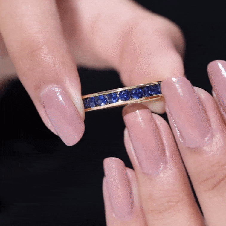 Certified Lab Grown Blue Sapphire Eternity Band Ring in Channel Set