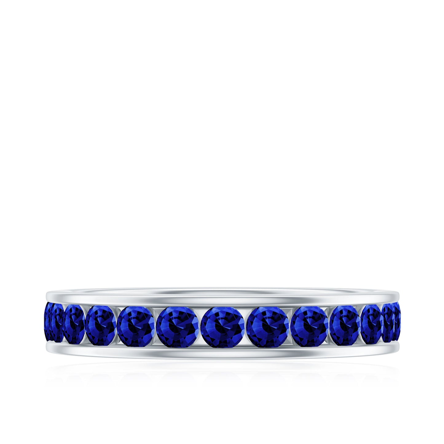 Certified Lab Grown Blue Sapphire Eternity Band Ring in Channel Set