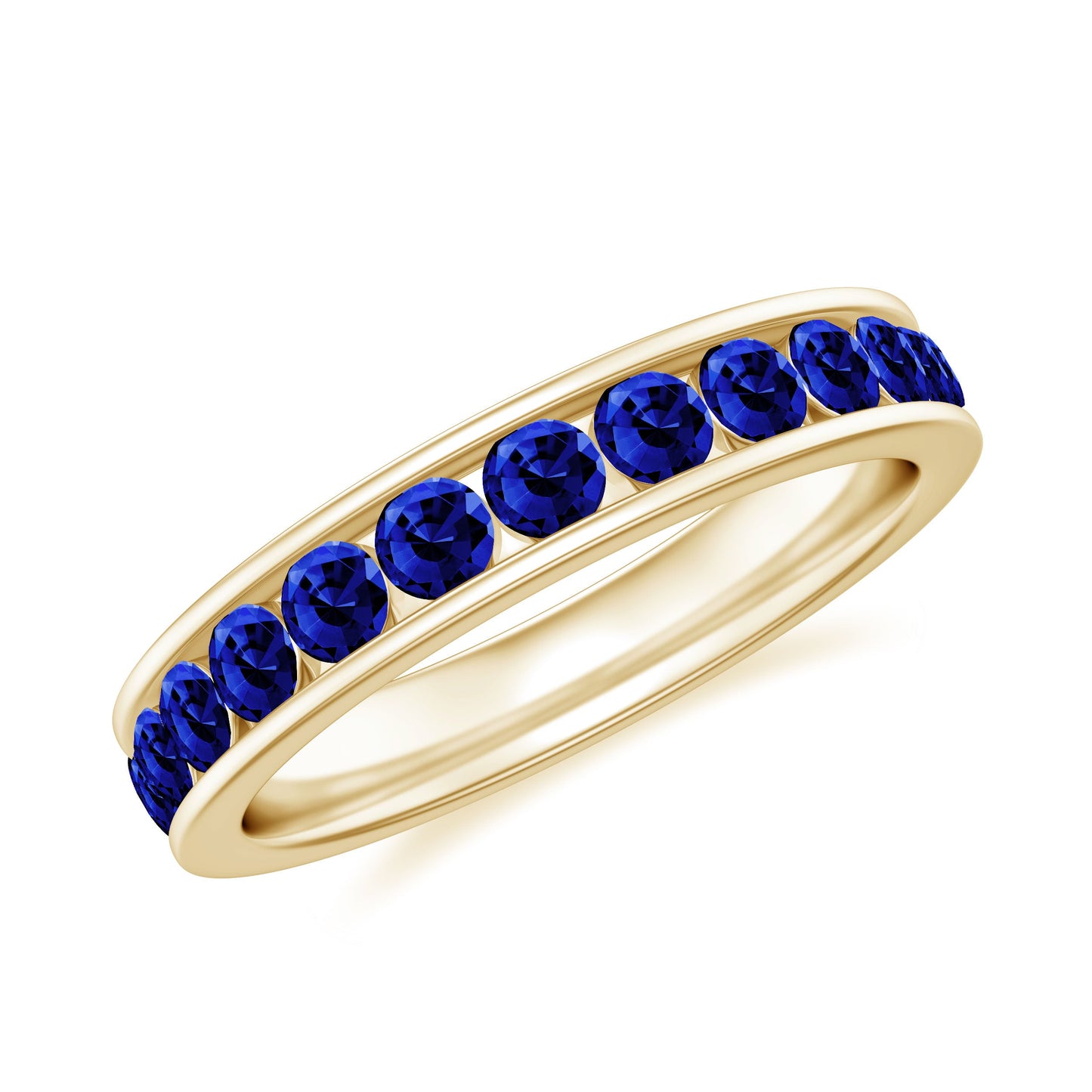 Certified Lab Grown Blue Sapphire Eternity Band Ring in Channel Set