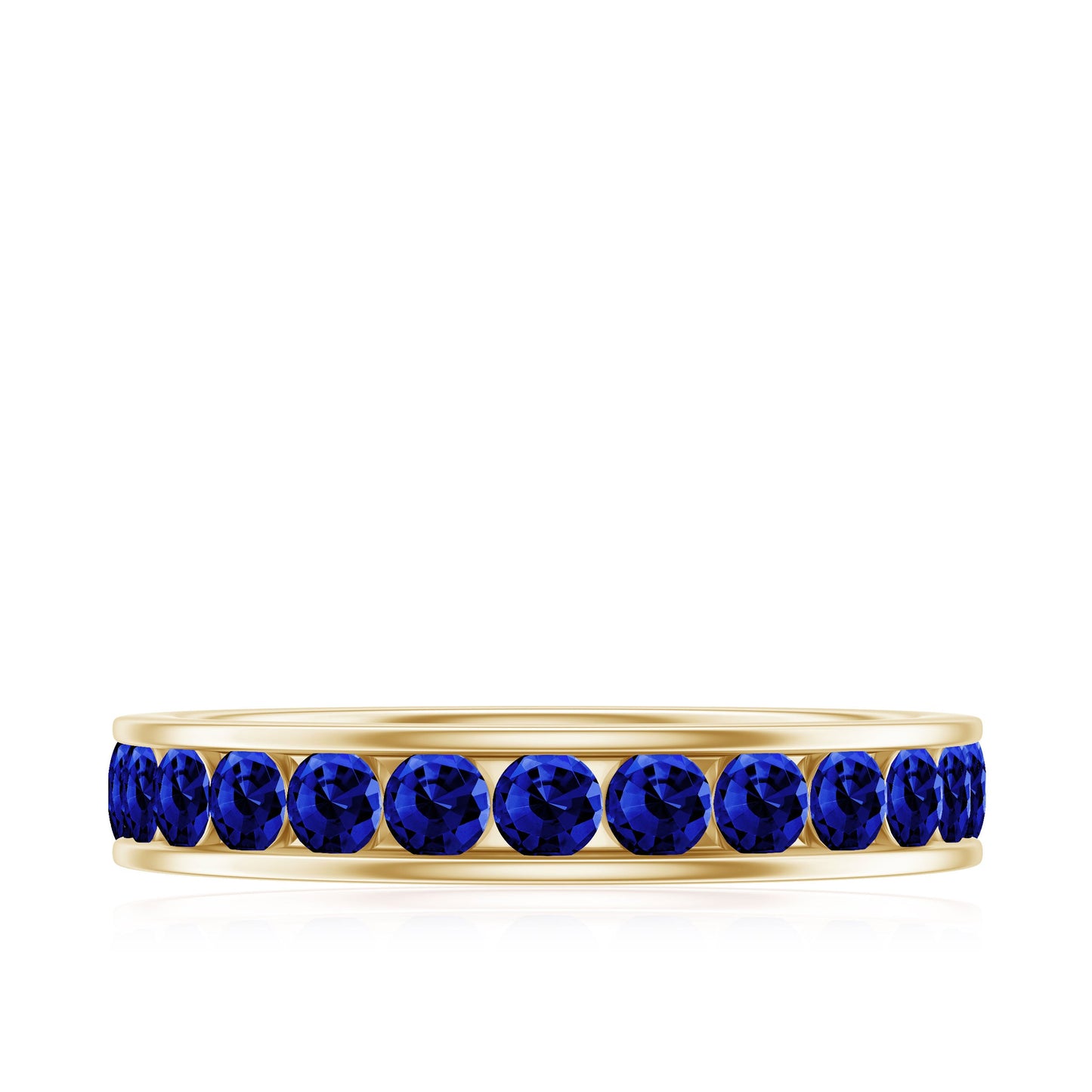 Certified Lab Grown Blue Sapphire Eternity Band Ring in Channel Set