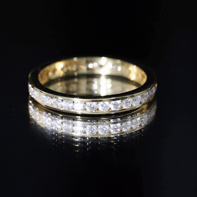Round Cut Moissanite Channel Set Eternity Ring for Women