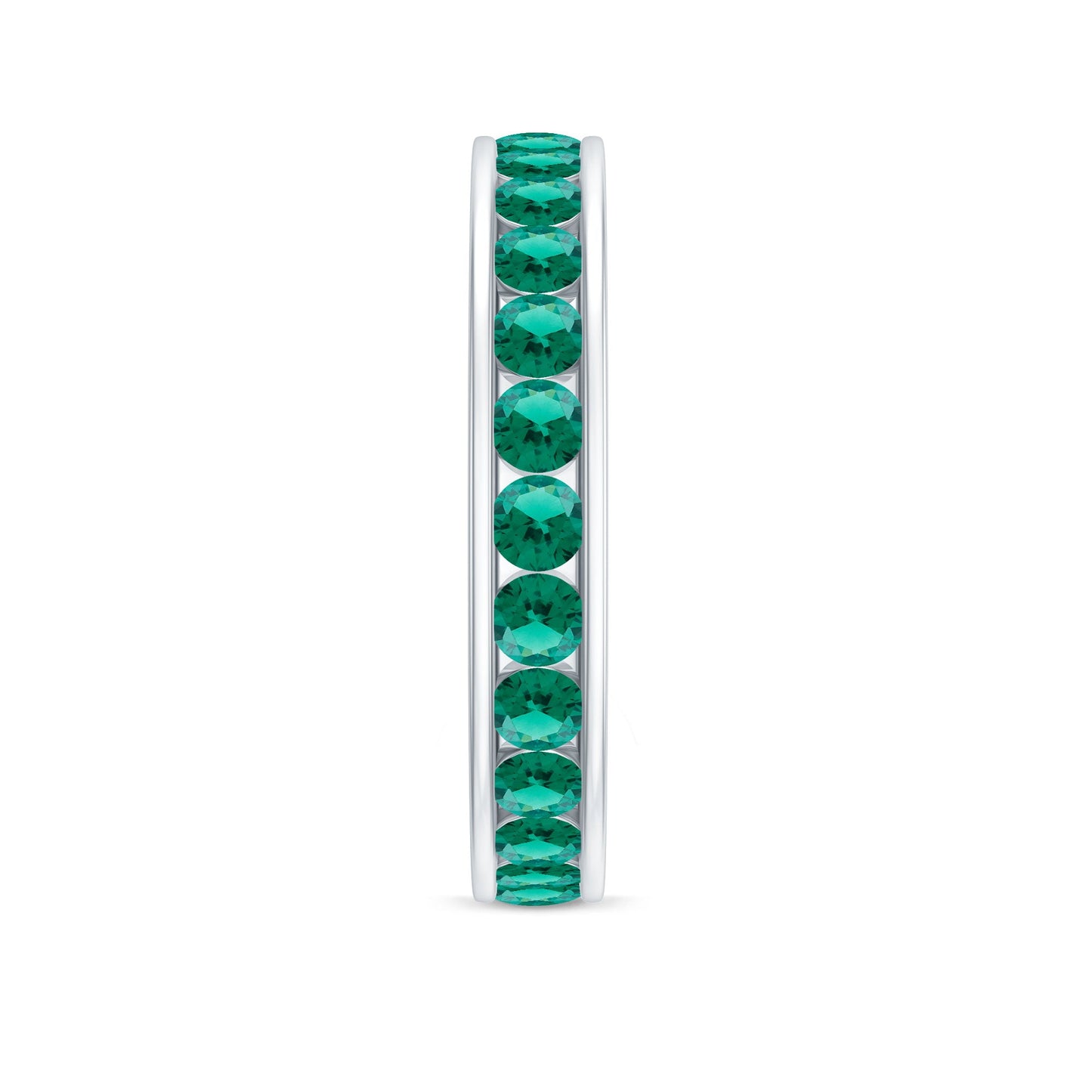 Certified Lab Grown Emerald Wedding Anniversary Ring in Channel Setting