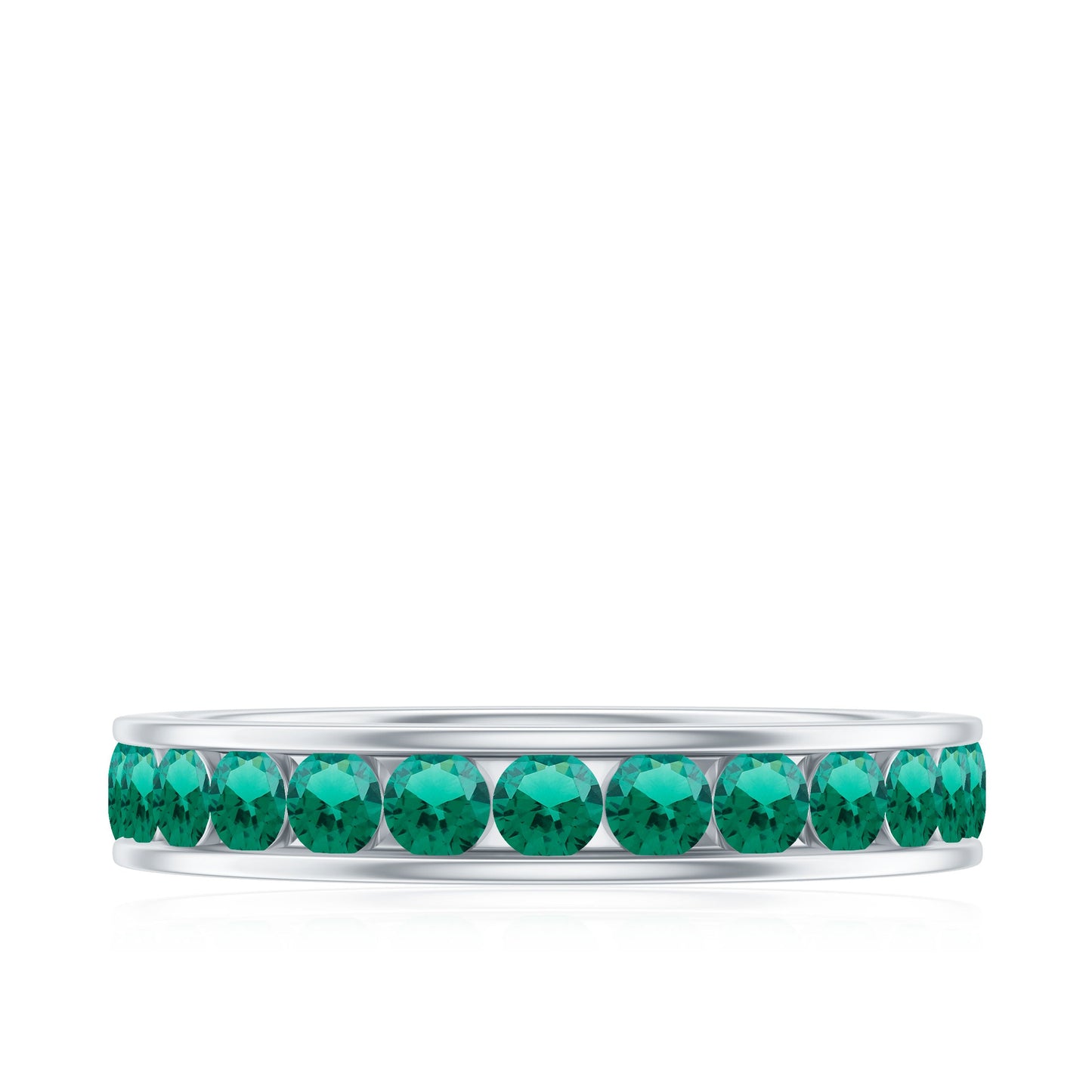 Certified Lab Grown Emerald Wedding Anniversary Ring in Channel Setting