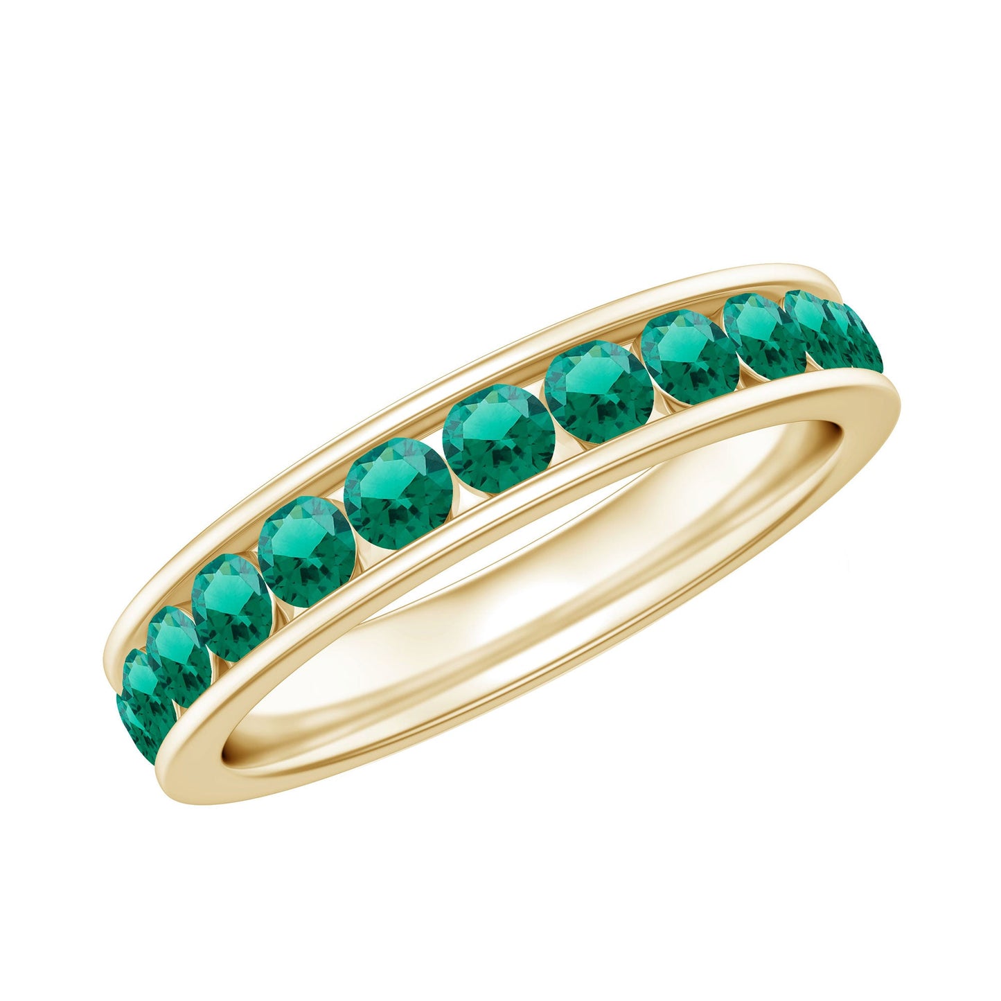 Certified Lab Grown Emerald Wedding Anniversary Ring in Channel Setting