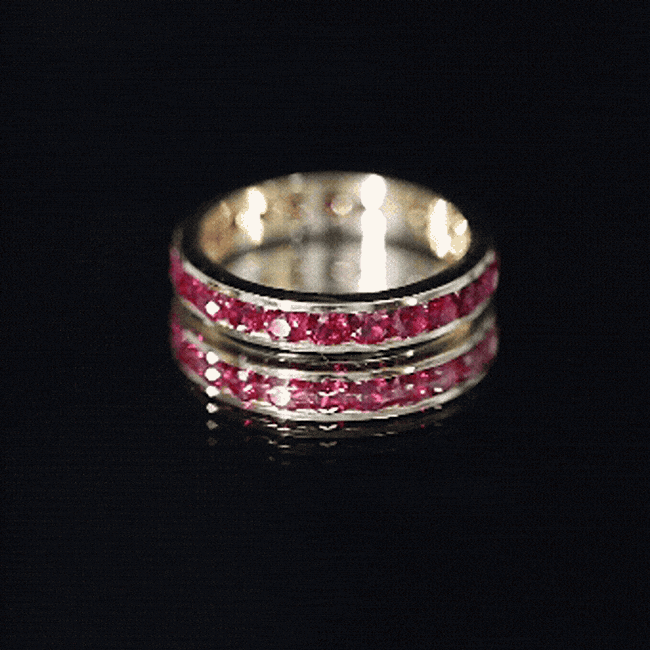 Round Created Ruby Full Eternity Ring in Channel Setting