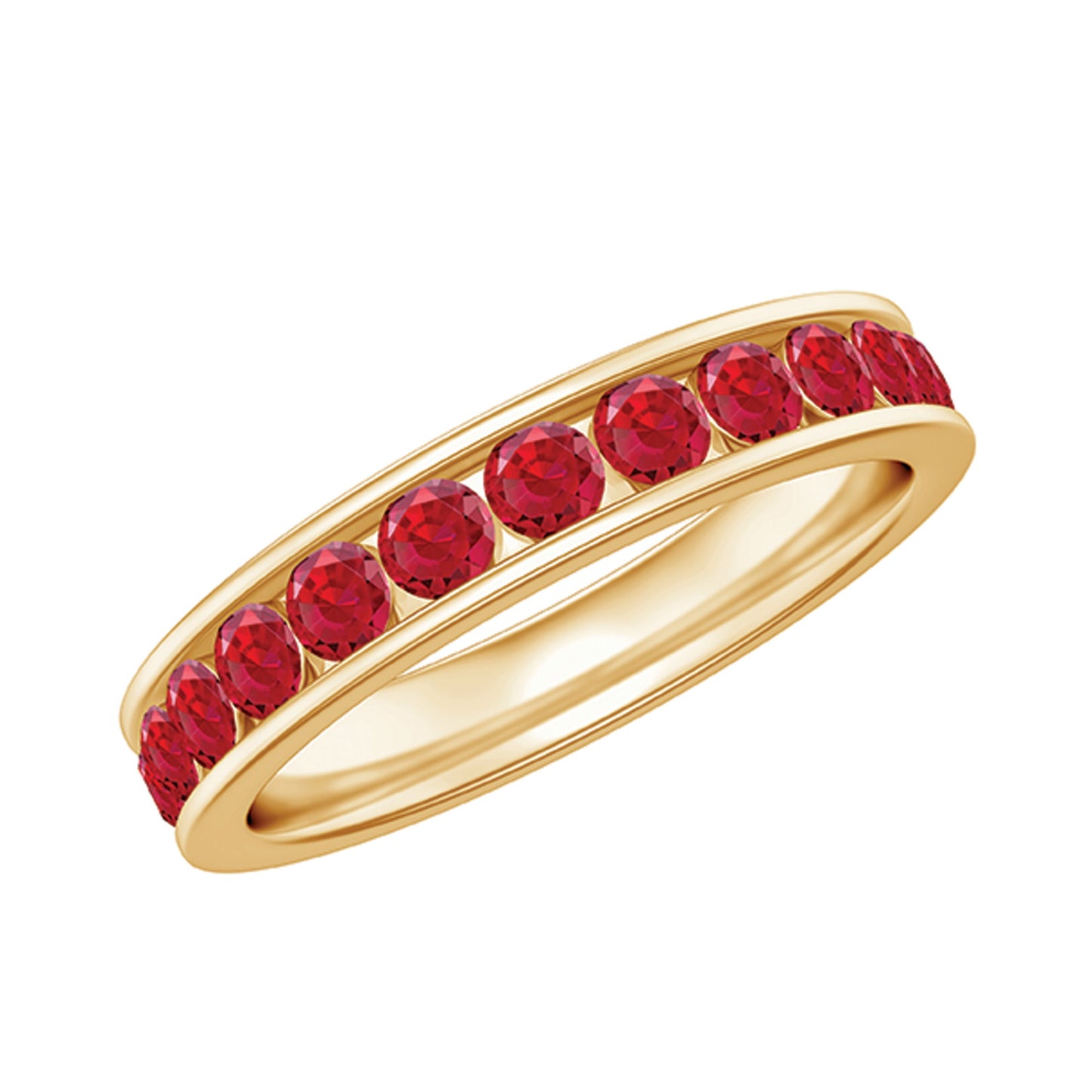 Round Created Ruby Full Eternity Ring in Channel Setting