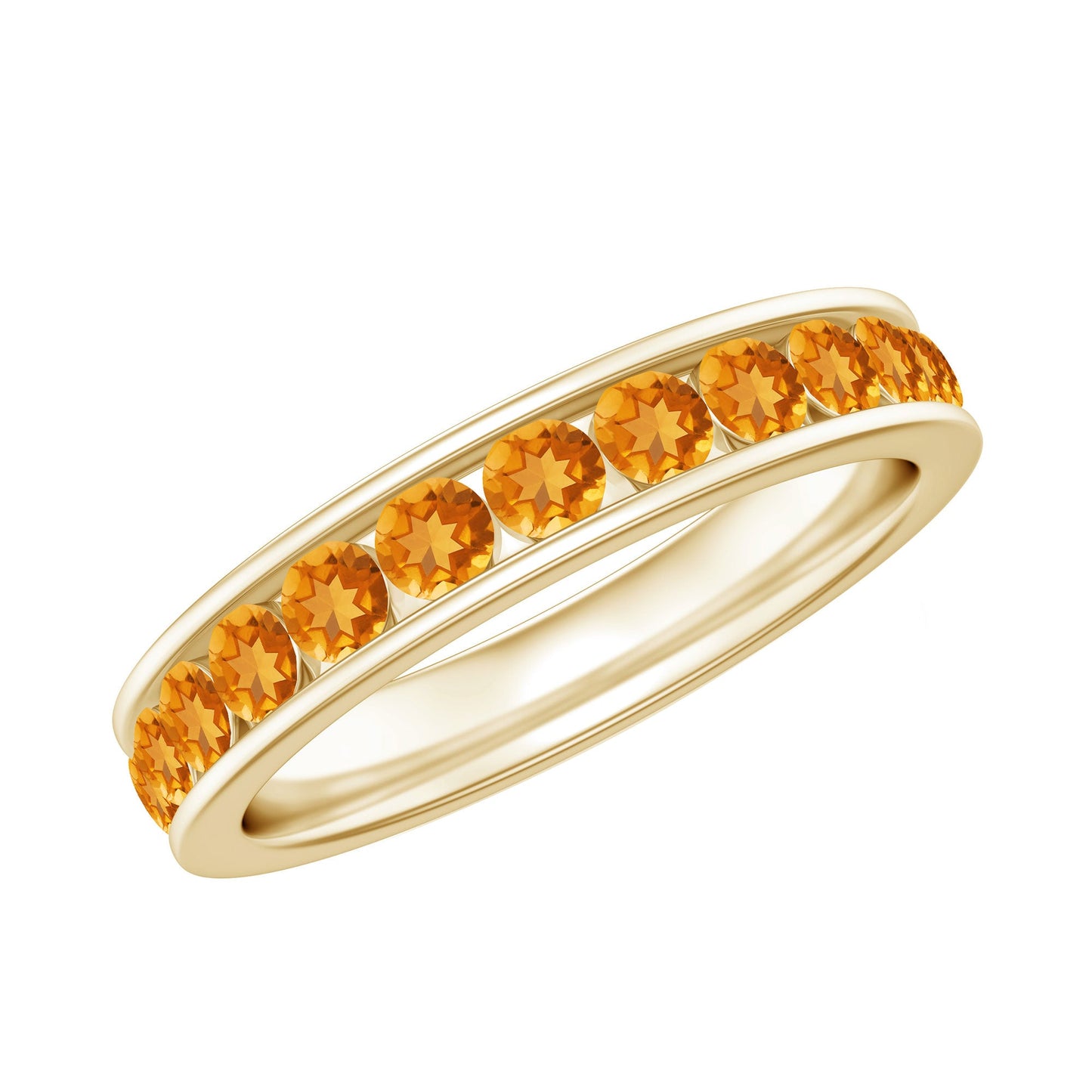 Natural Citrine Channel Set Eternity Ring for Anniversary
